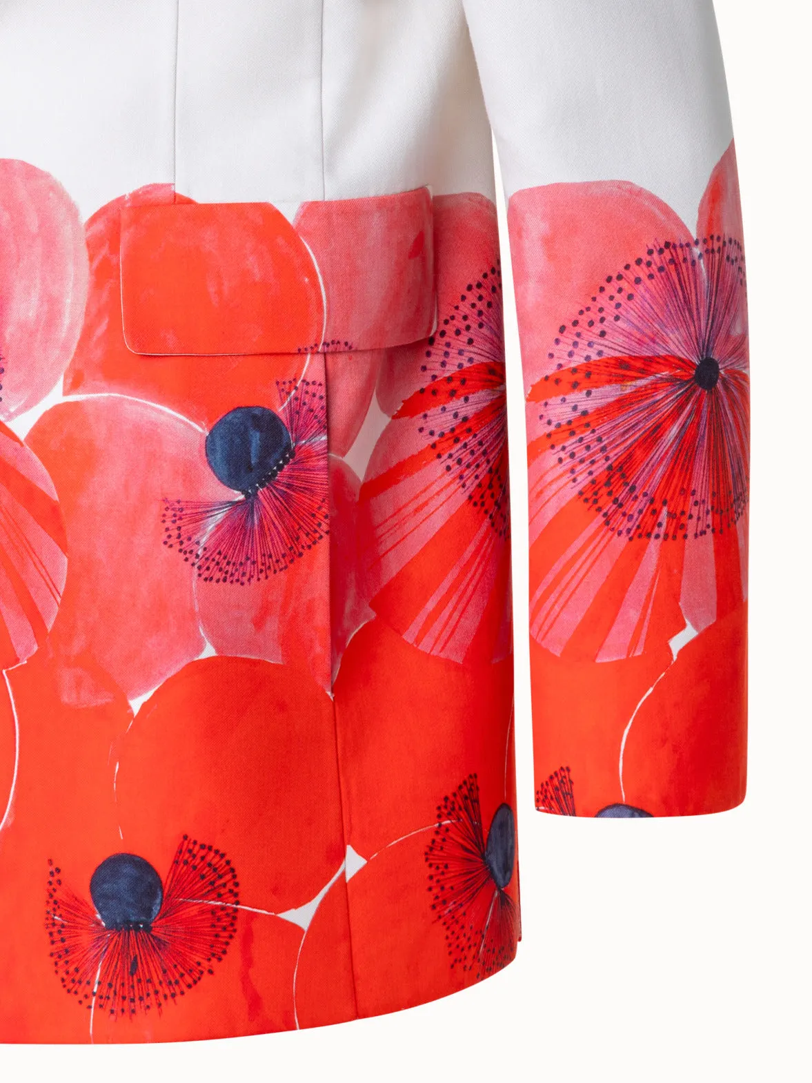 Long Double-Face Jacket with Poppy Print Akris