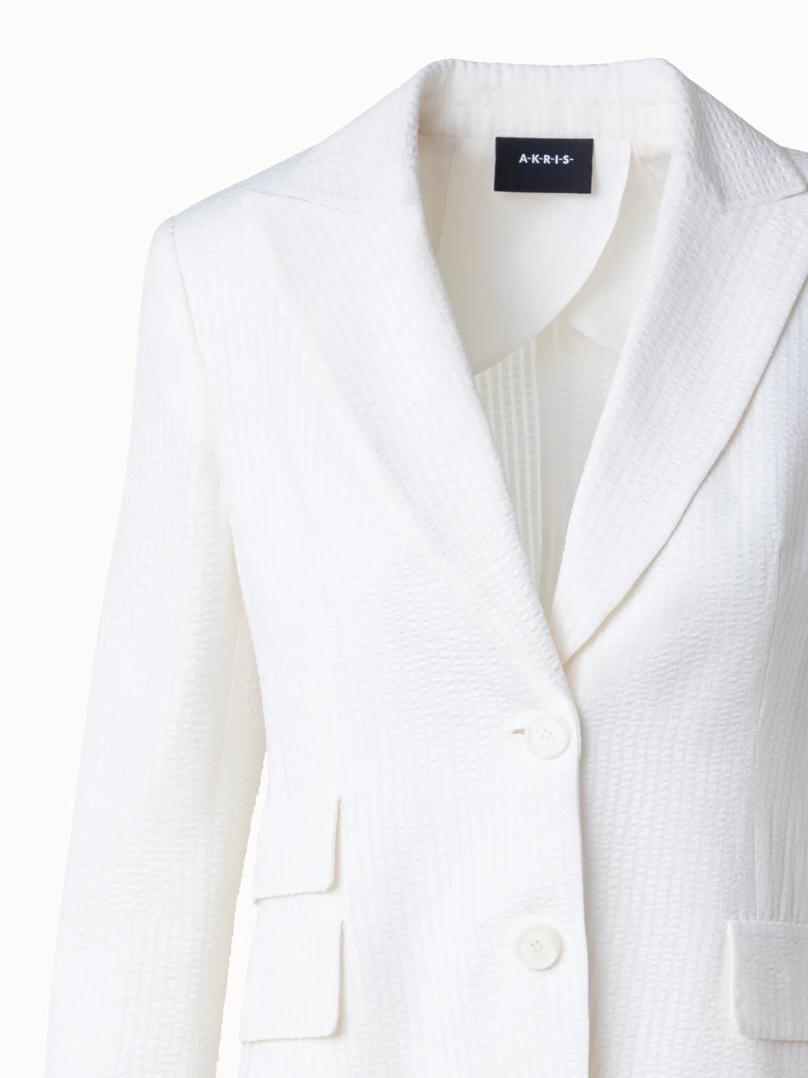 Long Silk Blend Seersucker Jacket Akris