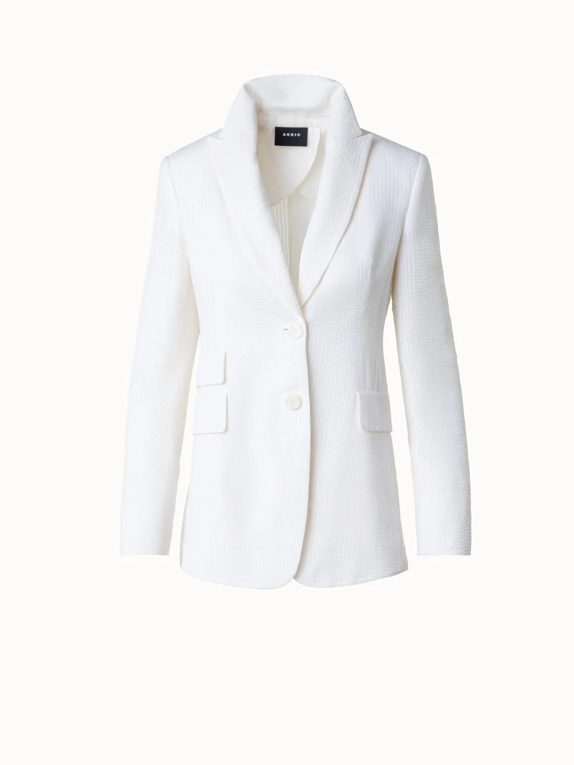 Long Silk Blend Seersucker Jacket Akris