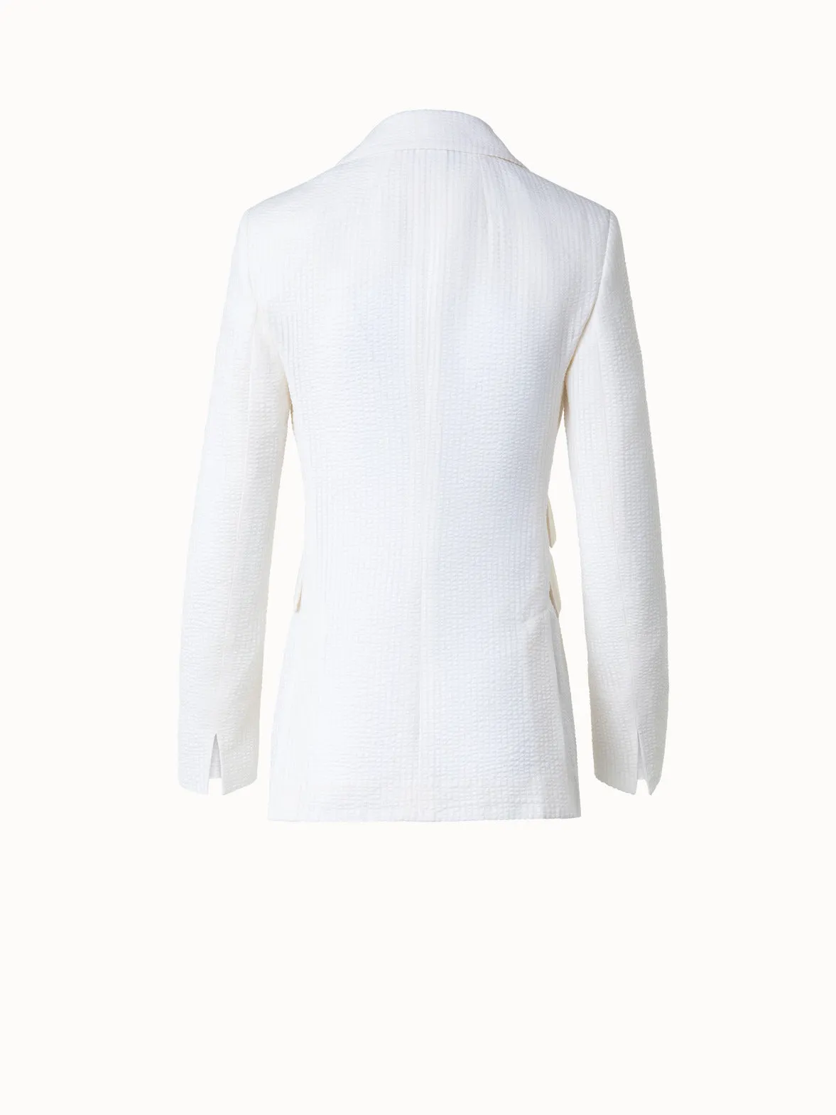 Long Silk Blend Seersucker Jacket Akris