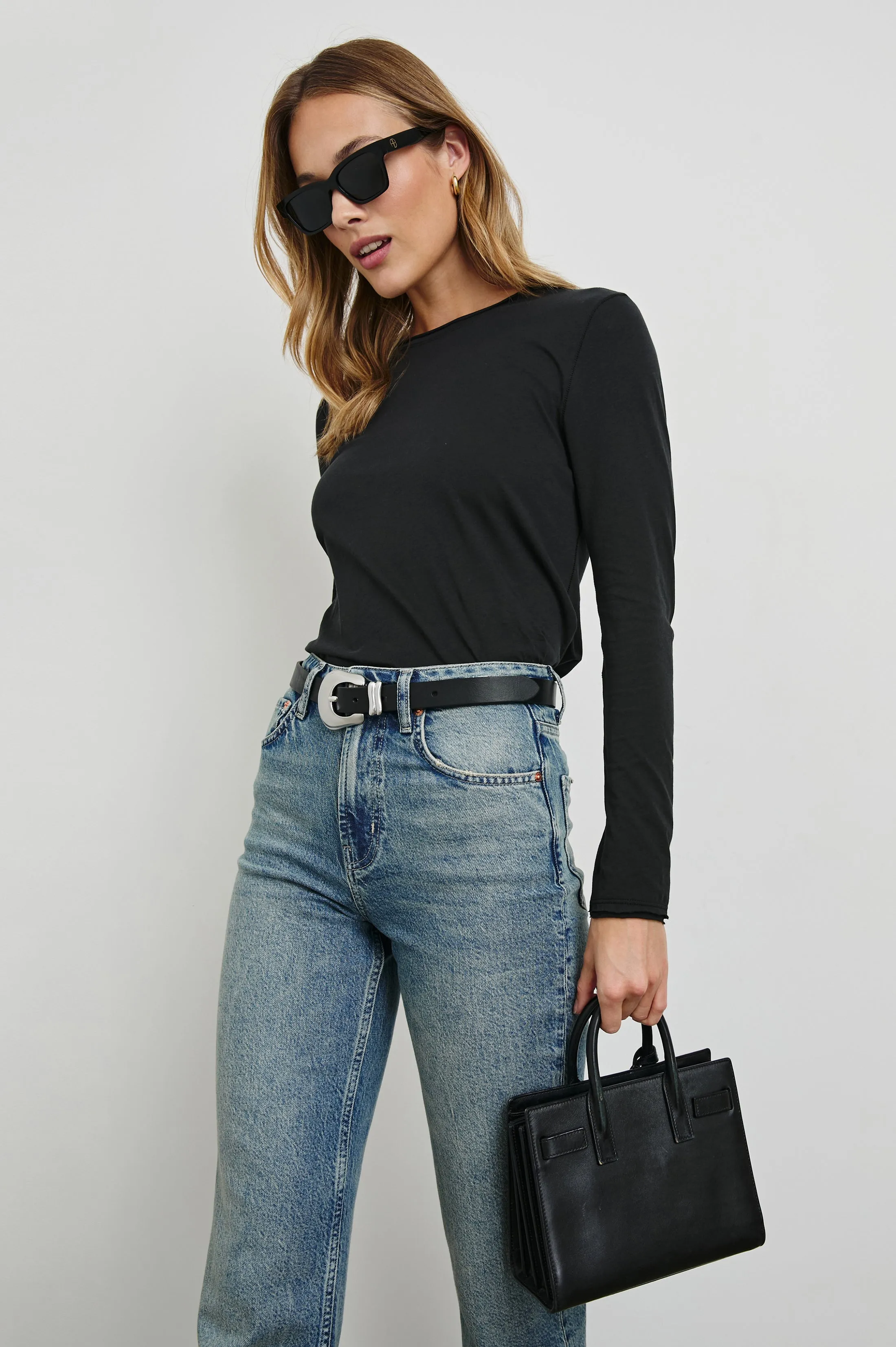 LONG SLEEVE CREW NECK T-SHIRT - BLACK Rails