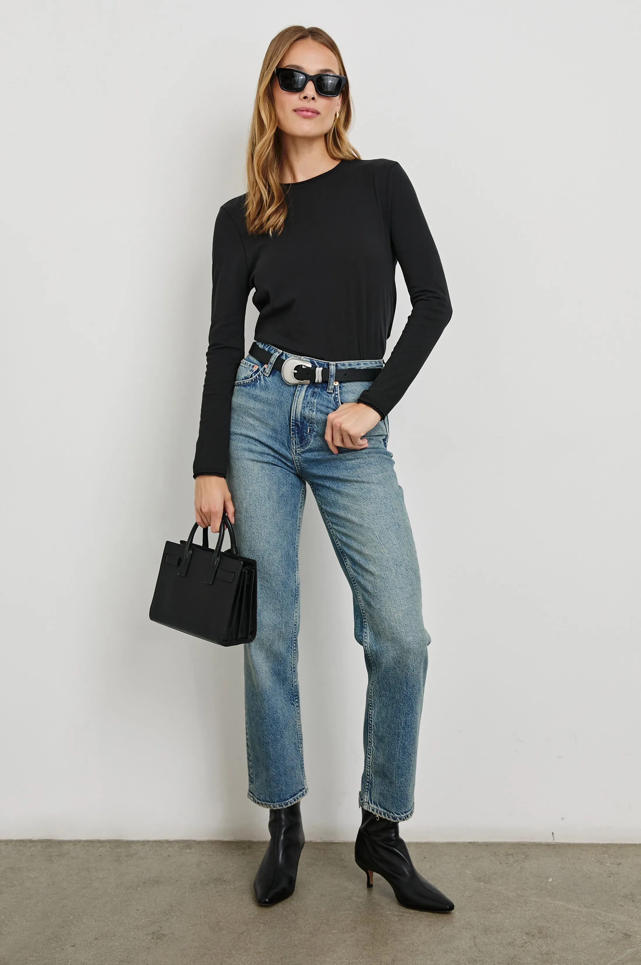 LONG SLEEVE CREW NECK T-SHIRT - BLACK Rails