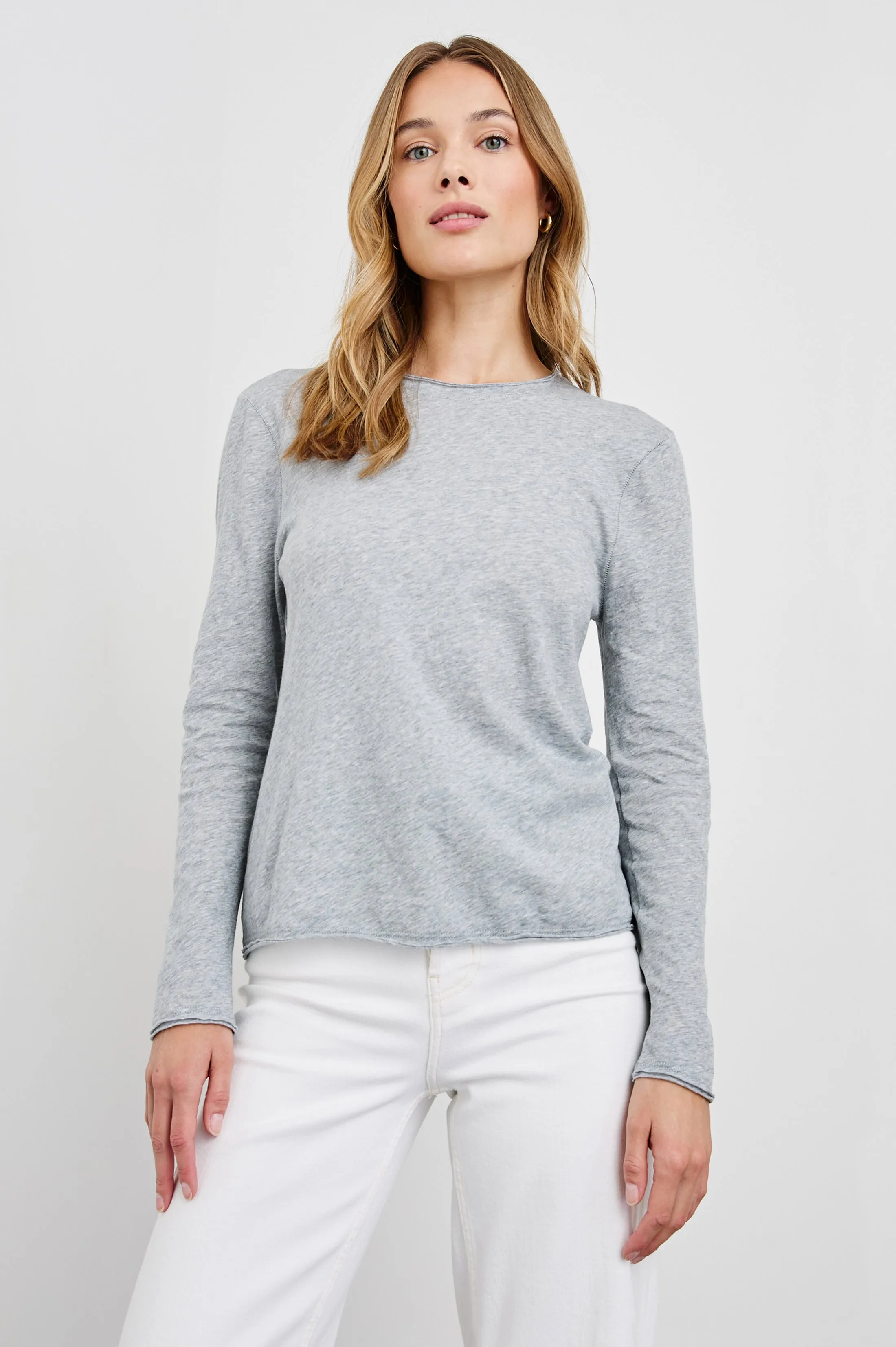 LONG SLEEVE CREW NECK T-SHIRT - HEATHER GREY Rails