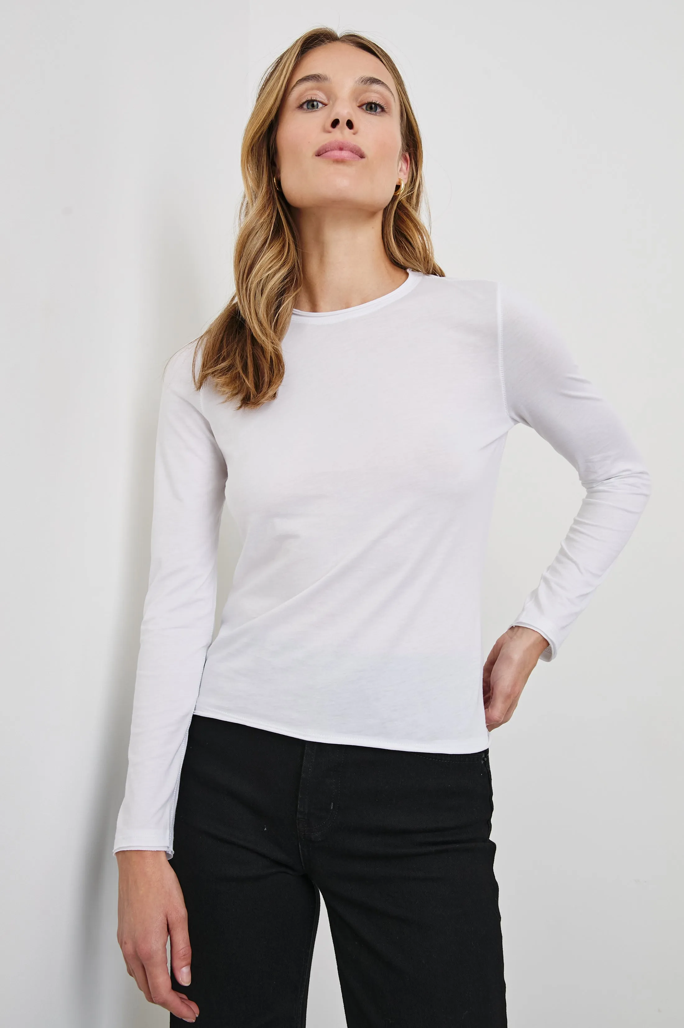 LONG SLEEVE CREW NECK T-SHIRT - WHITE Rails