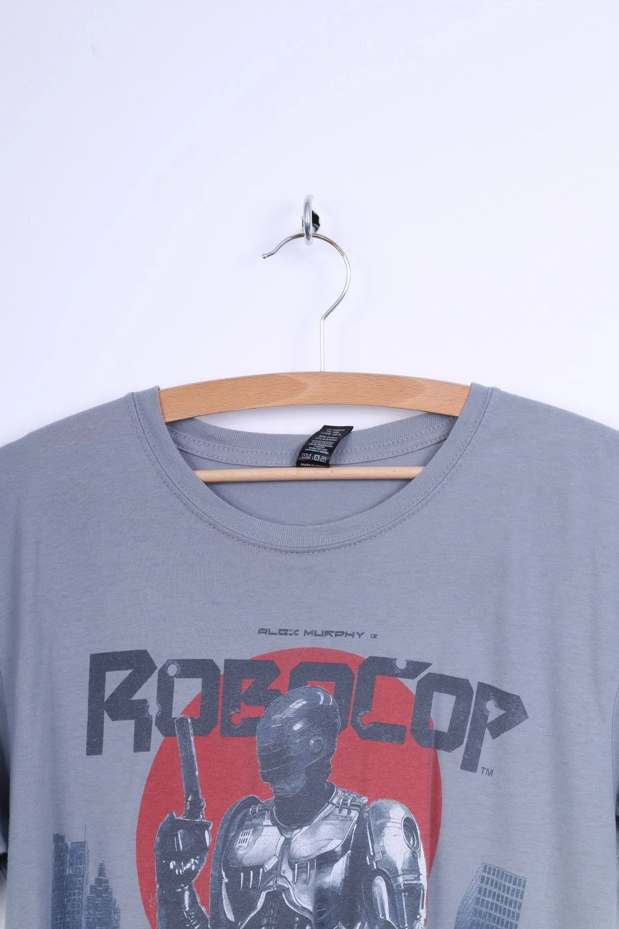 Loot crate Mens M (S) T-Shirt Grey Cotton Graphic Robocop Alex Murphy