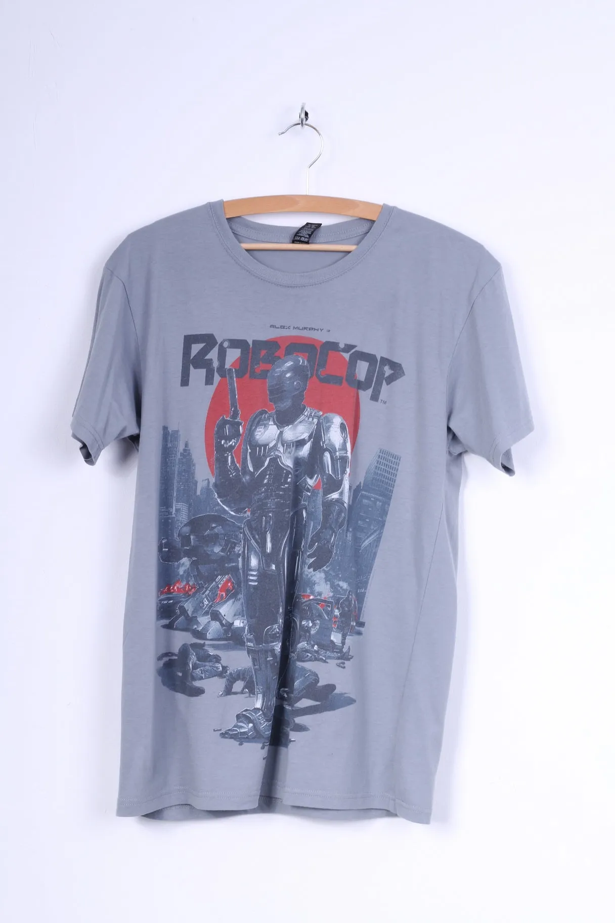 Loot crate Mens M (S) T-Shirt Grey Cotton Graphic Robocop Alex Murphy