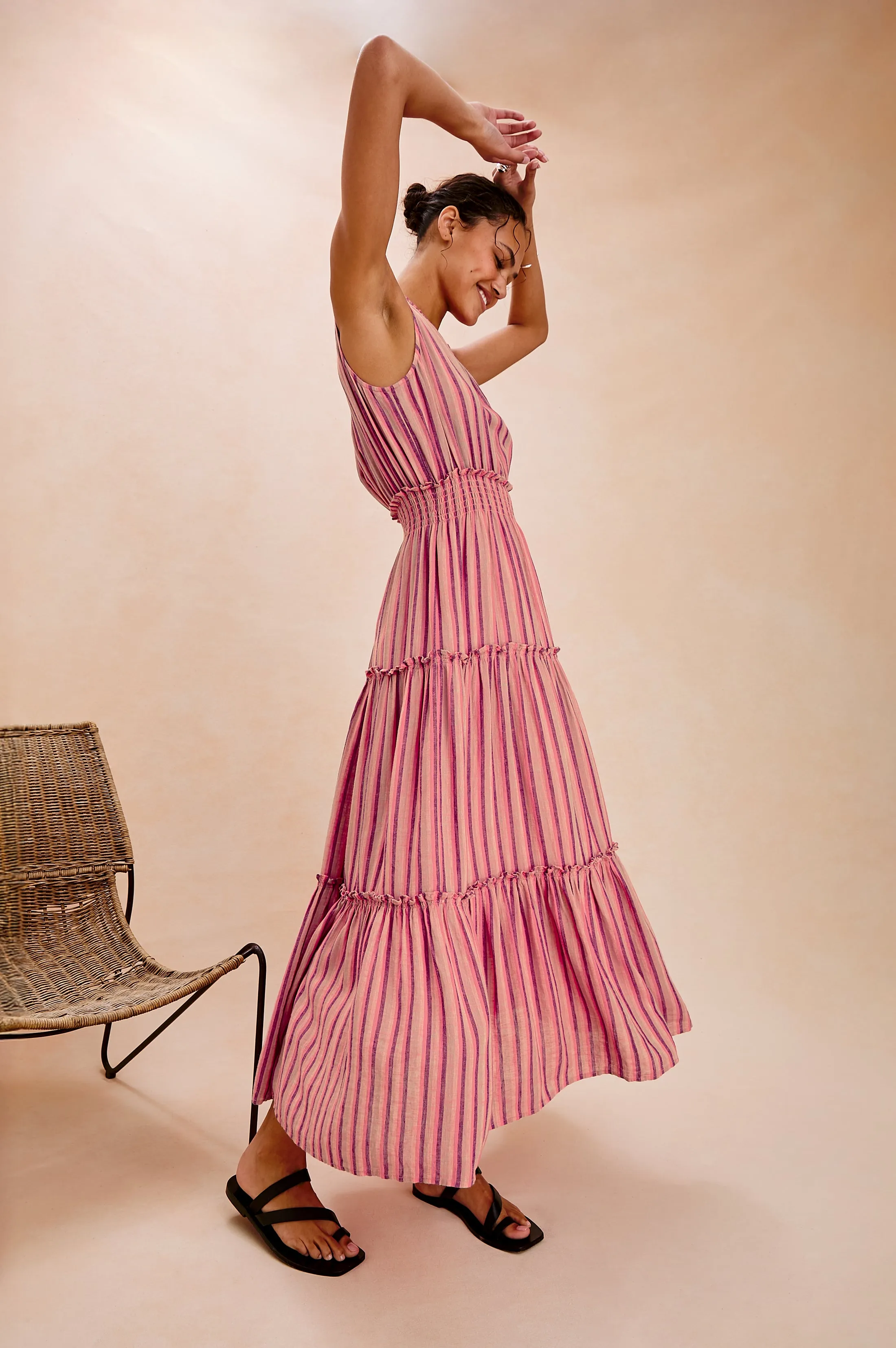 LOULOU DRESS - CABANA STRIPE Rails