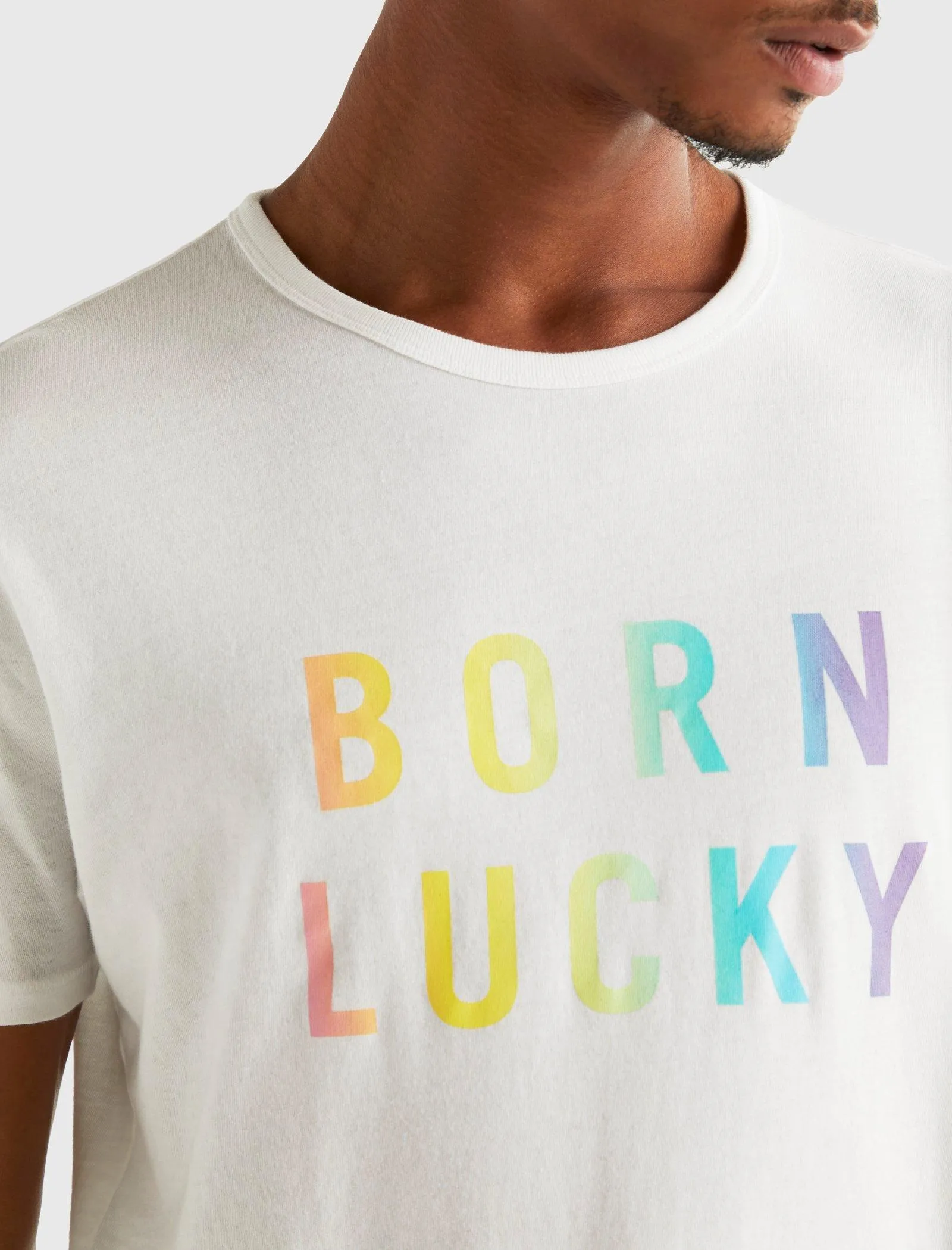 Lucky Brand Mens Pride Born Lucky Gender Neutral Tee