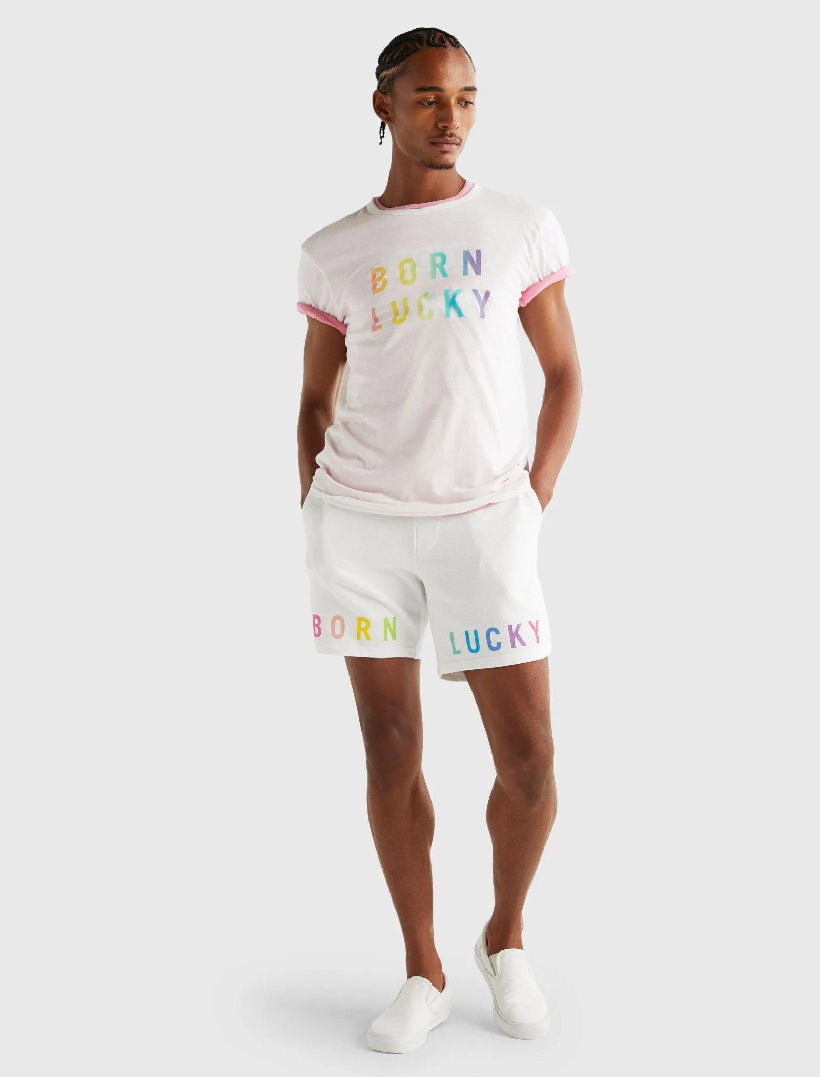 Lucky Brand Mens Pride Born Lucky Gender Neutral Tee