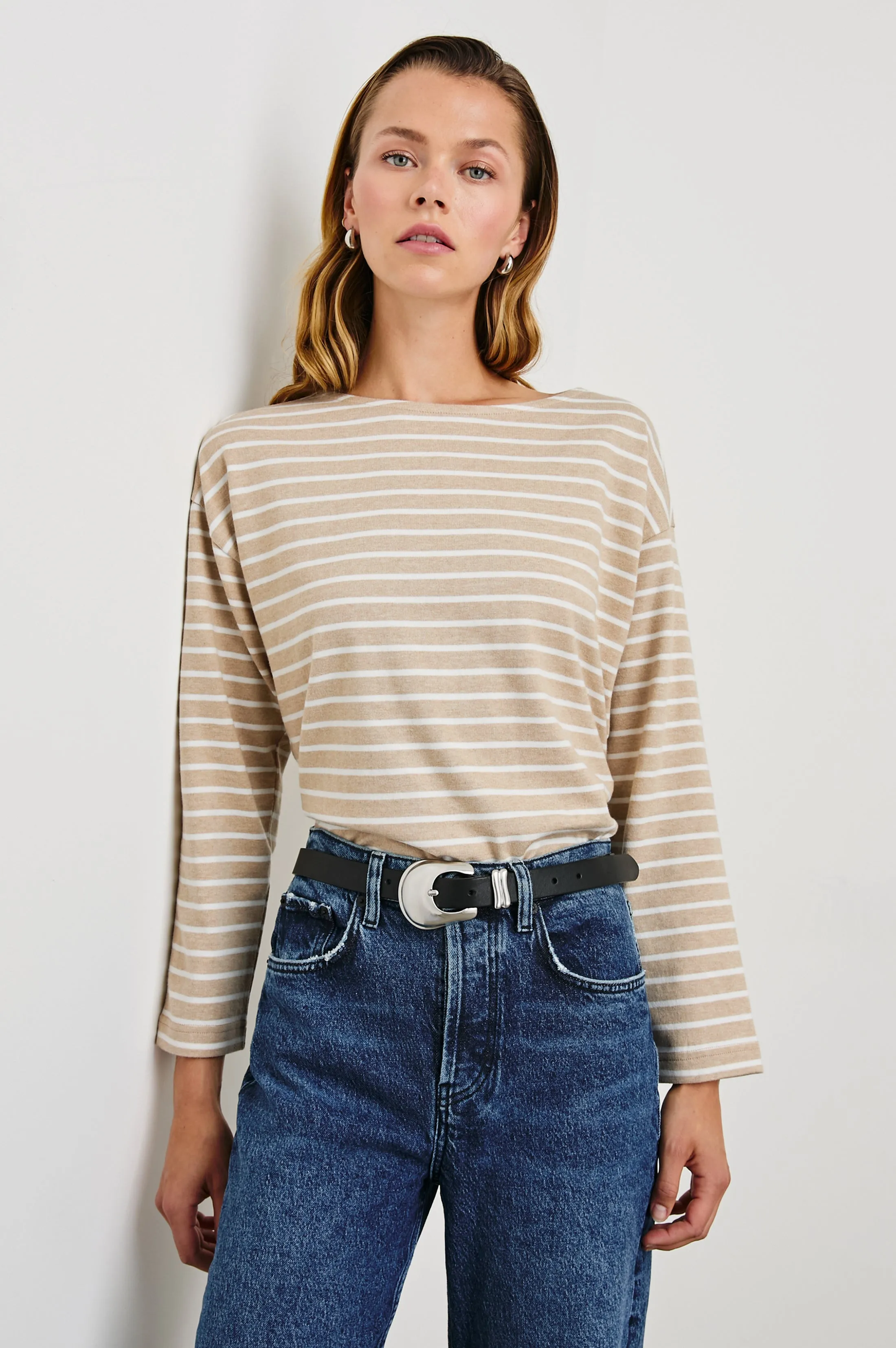 MACY TOP - HEATHER BEIGE STRIPE Rails