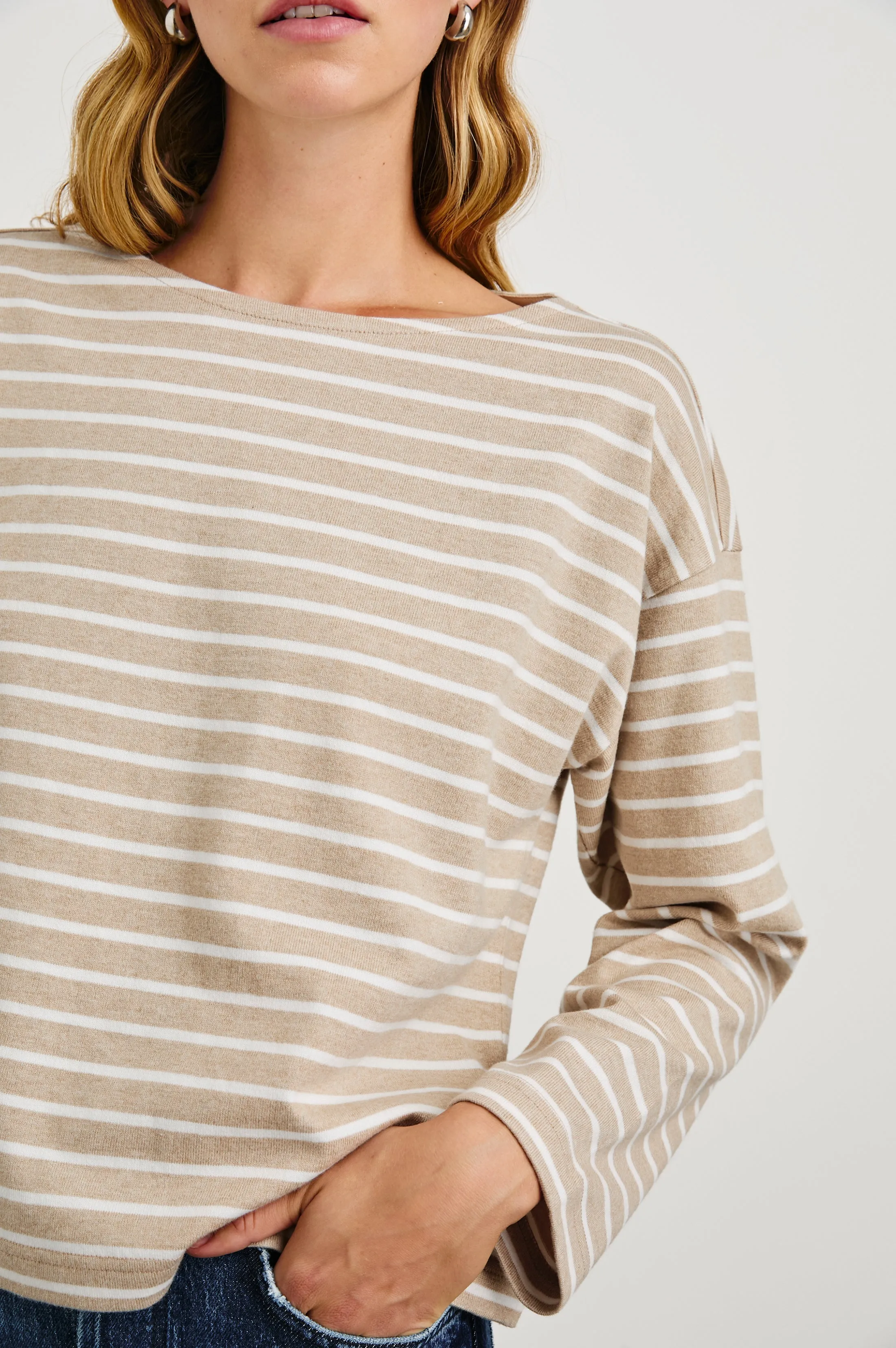 MACY TOP - HEATHER BEIGE STRIPE Rails