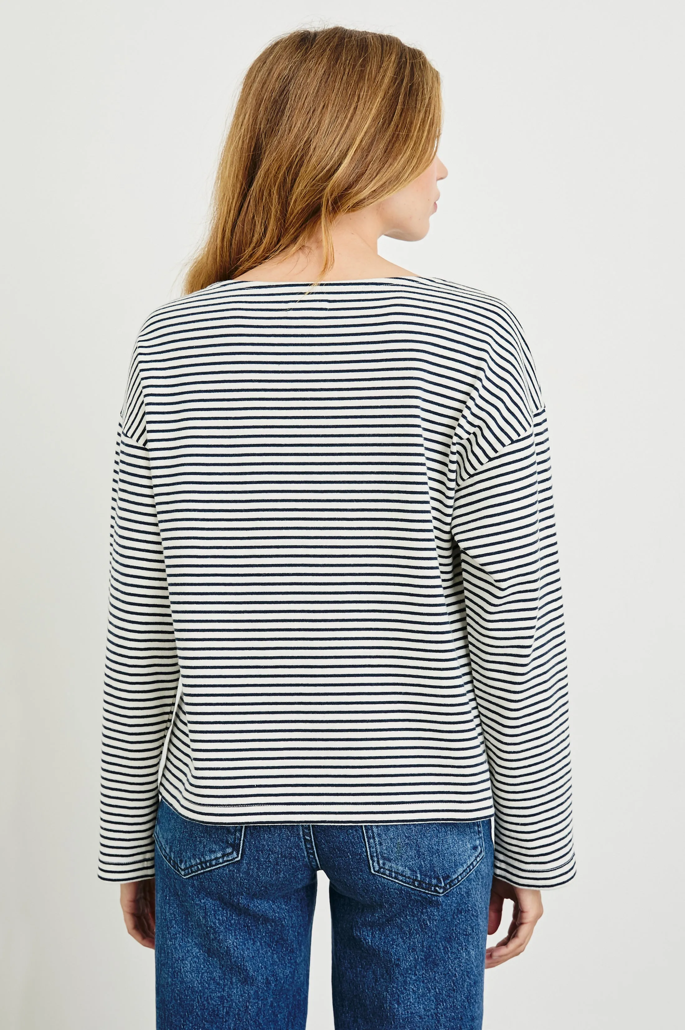 MACY TOP - IVORY NAVY MICRO STRIPE Rails