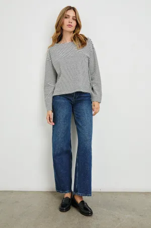 MACY TOP - IVORY NAVY MICRO STRIPE Rails