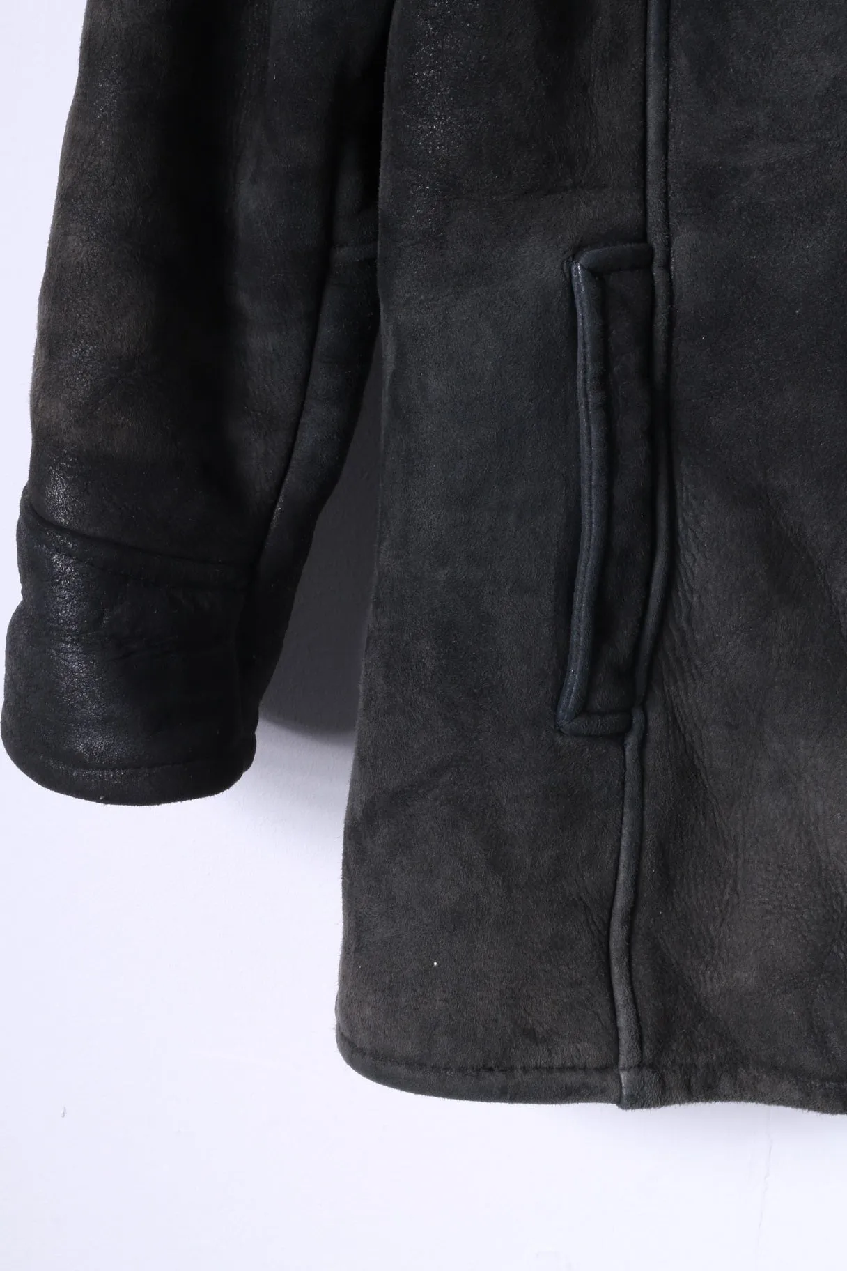 MADDOX Womens 38 M Jacket Dark Green Vintage Buttoned Leather Warm Coat