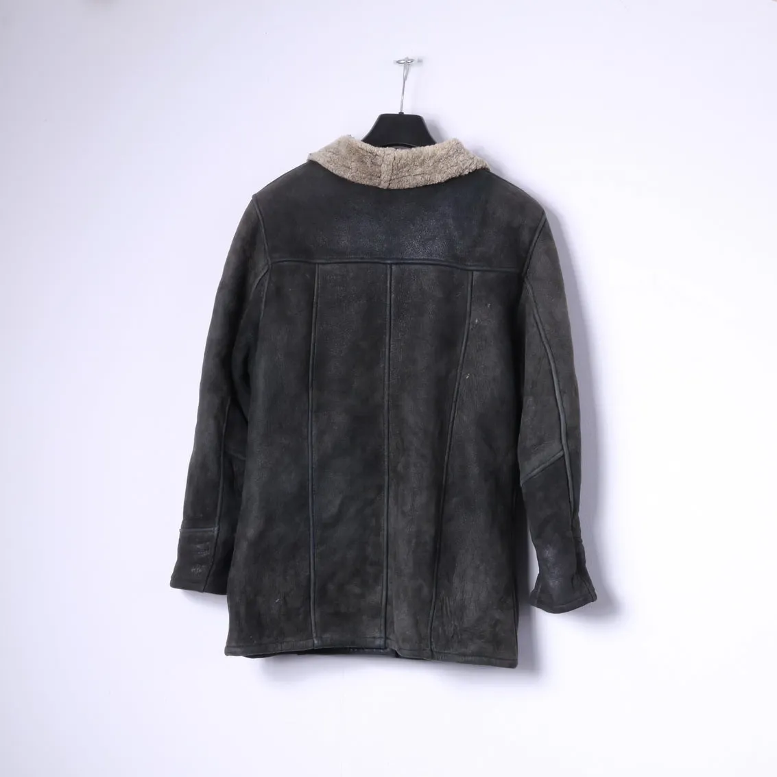 MADDOX Womens 38 M Jacket Dark Green Vintage Buttoned Leather Warm Coat