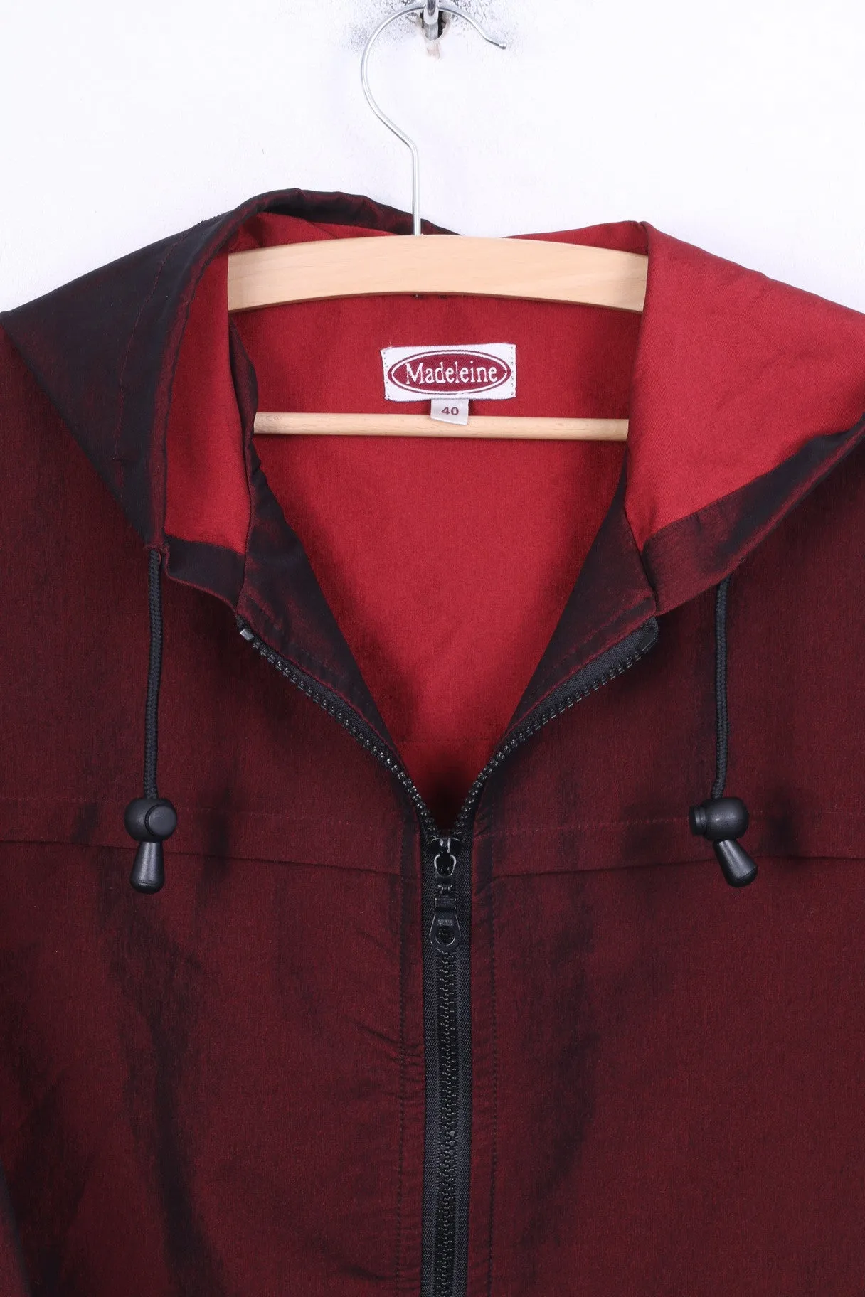 Madeleine Womens 40 L Blazer Jacket Shiny Red Hood Vintage