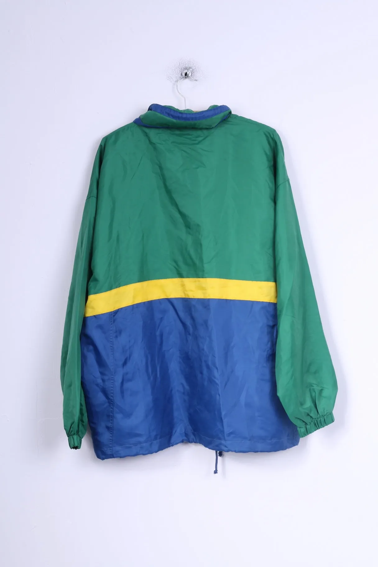 Marcel Clair Mens L Jacket Pullover Nylon Green Hidden Hood Lightweight Top