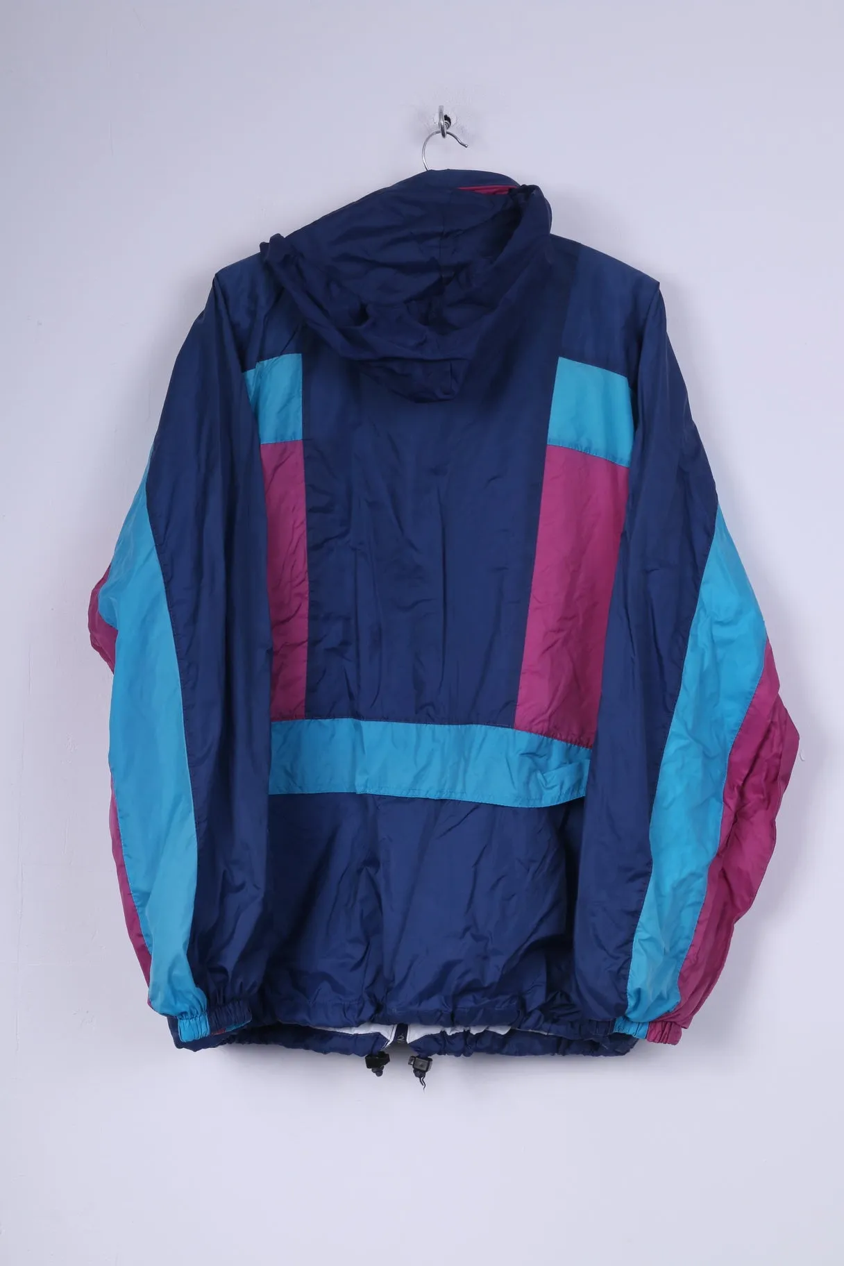 Marcel Clair Mens XL Jacket Blue Vintage Nylon Hidden Hood Active Wear