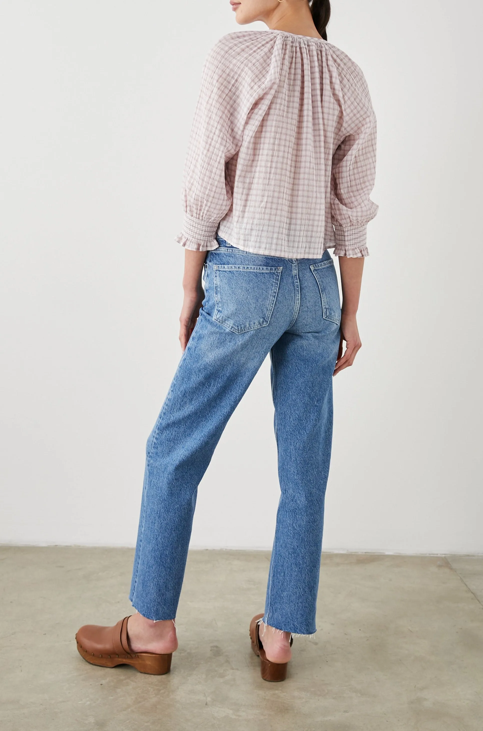 MARIAH TOP - SOFT ROSE CHECK Rails
