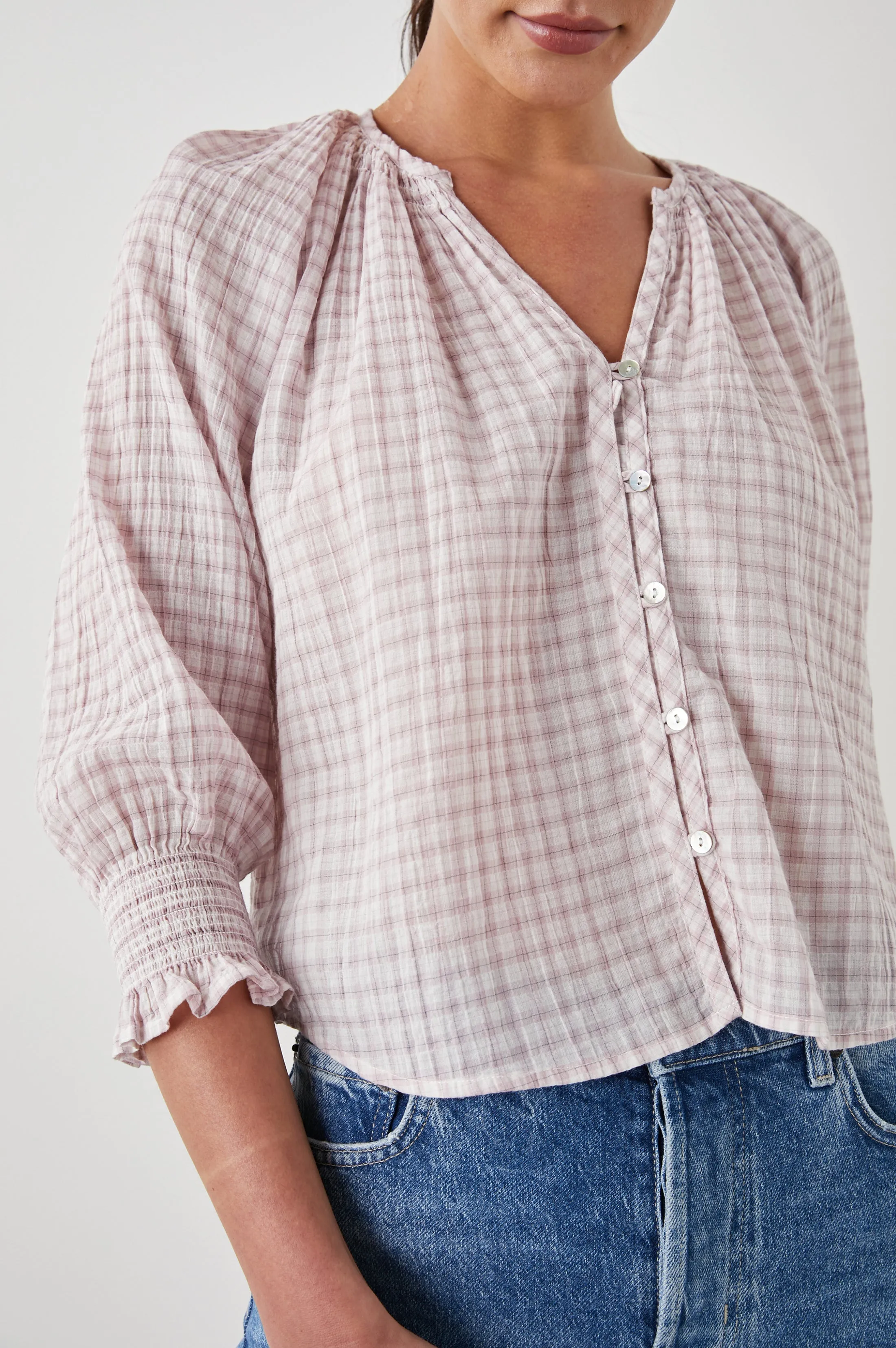 MARIAH TOP - SOFT ROSE CHECK Rails
