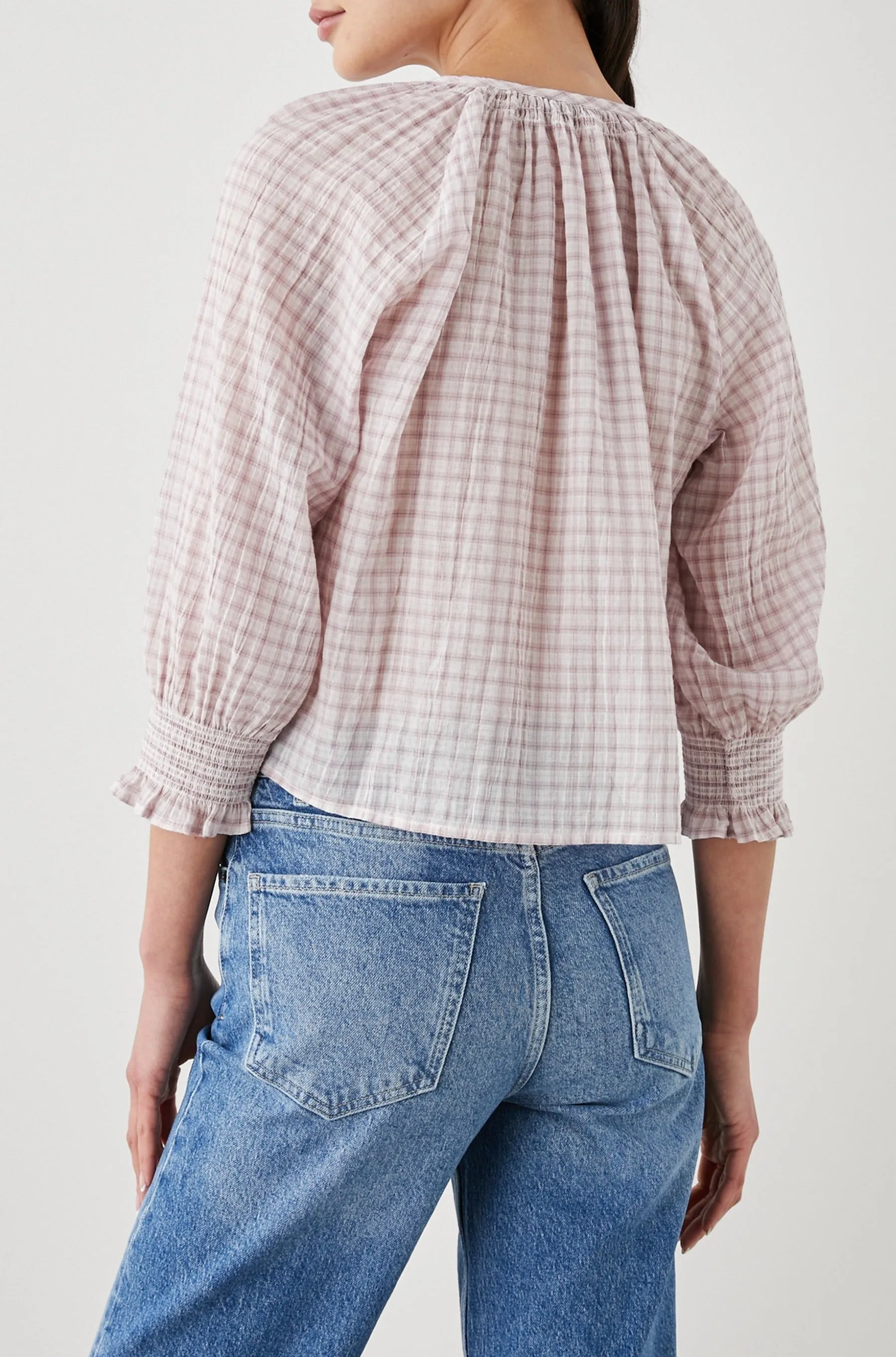 MARIAH TOP - SOFT ROSE CHECK Rails