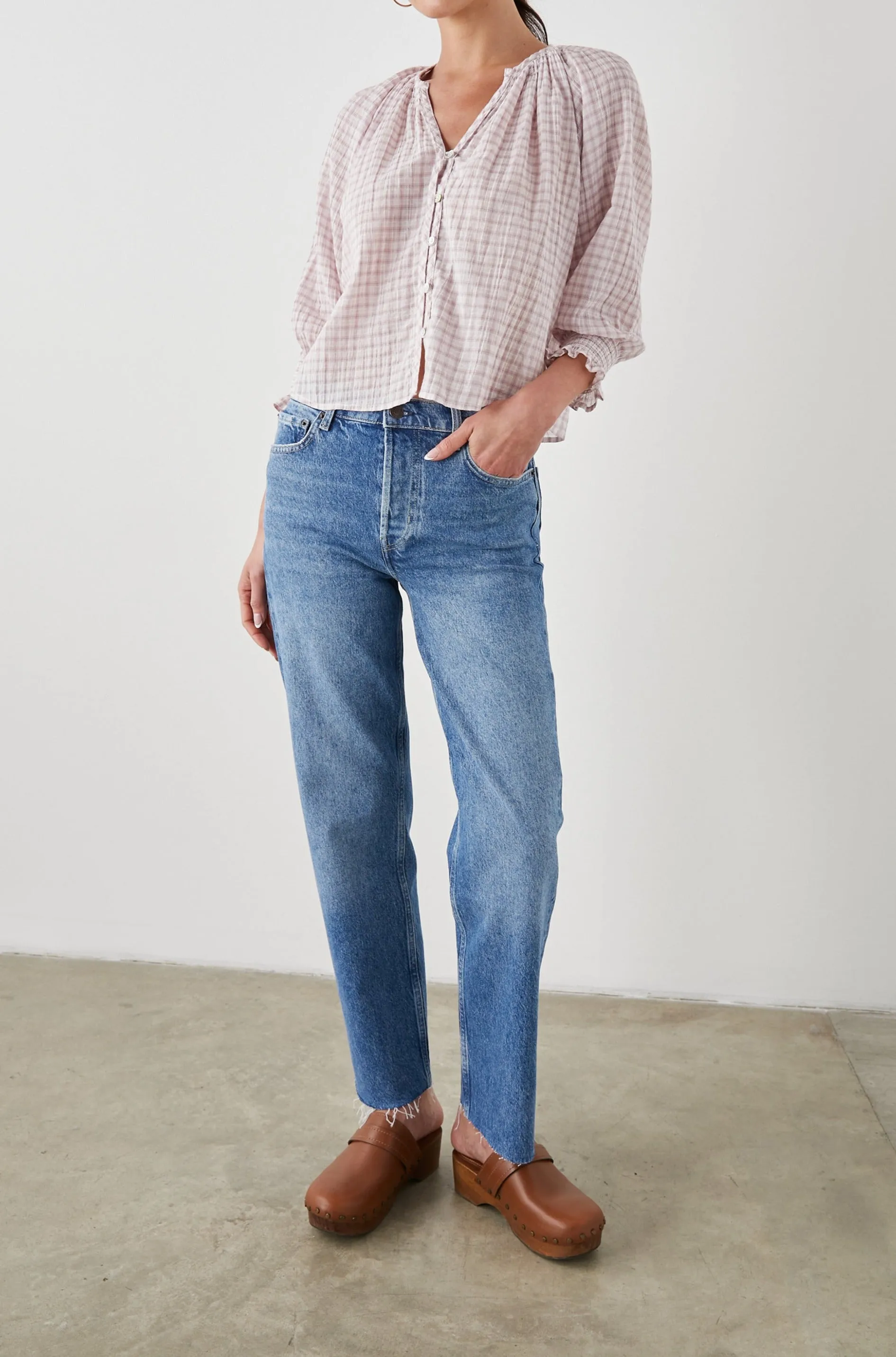MARIAH TOP - SOFT ROSE CHECK Rails