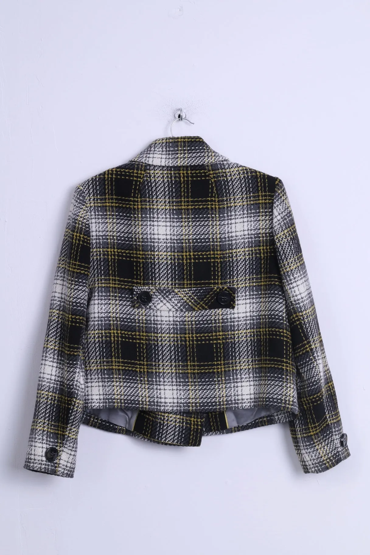 Marks & Spencer Womens 14 Jacket Grey Wool Blend Double Breasted Coat
