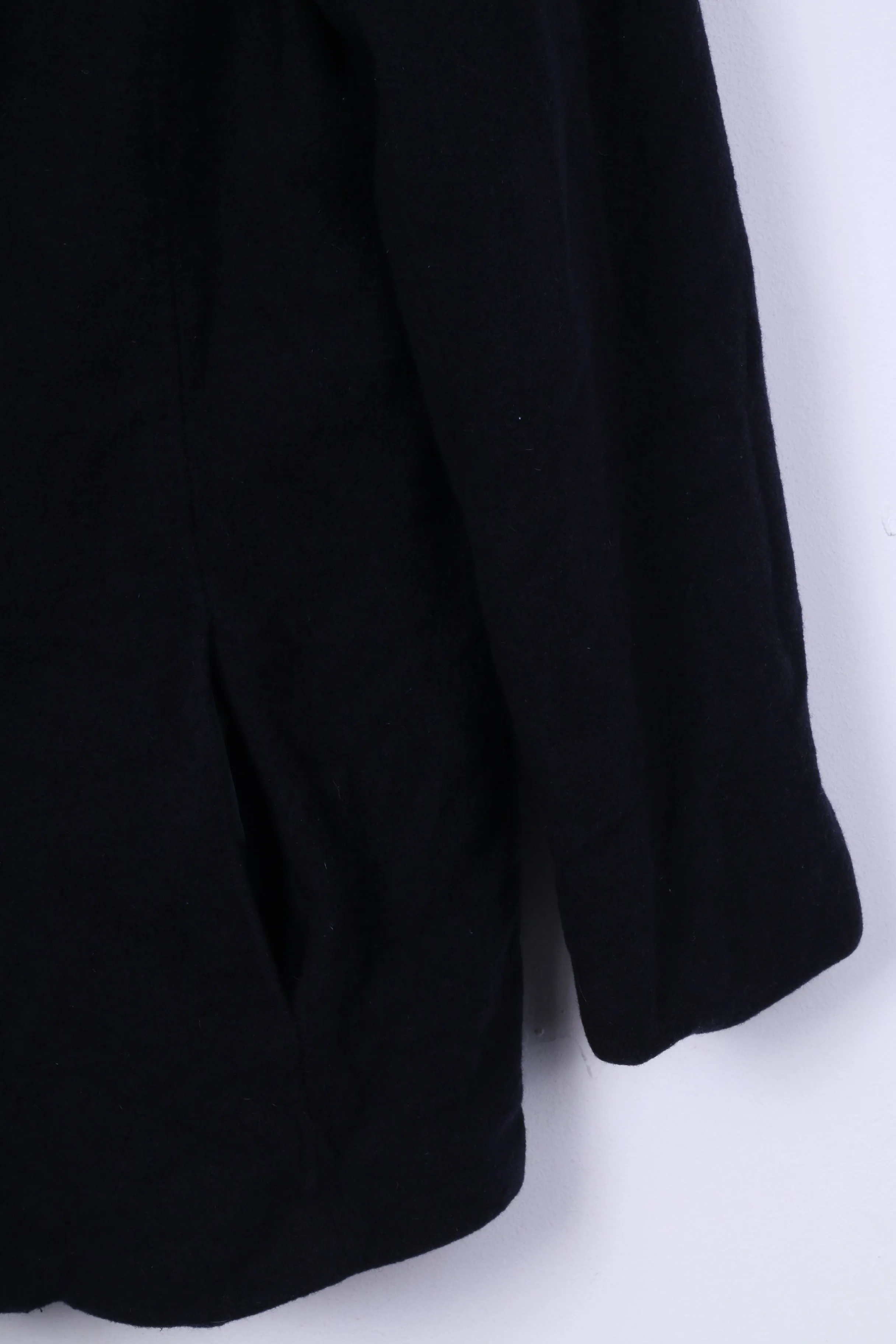 Marks & Spencer Womens 16 XXL Jacket Double Breasted Navy Wool Nylon