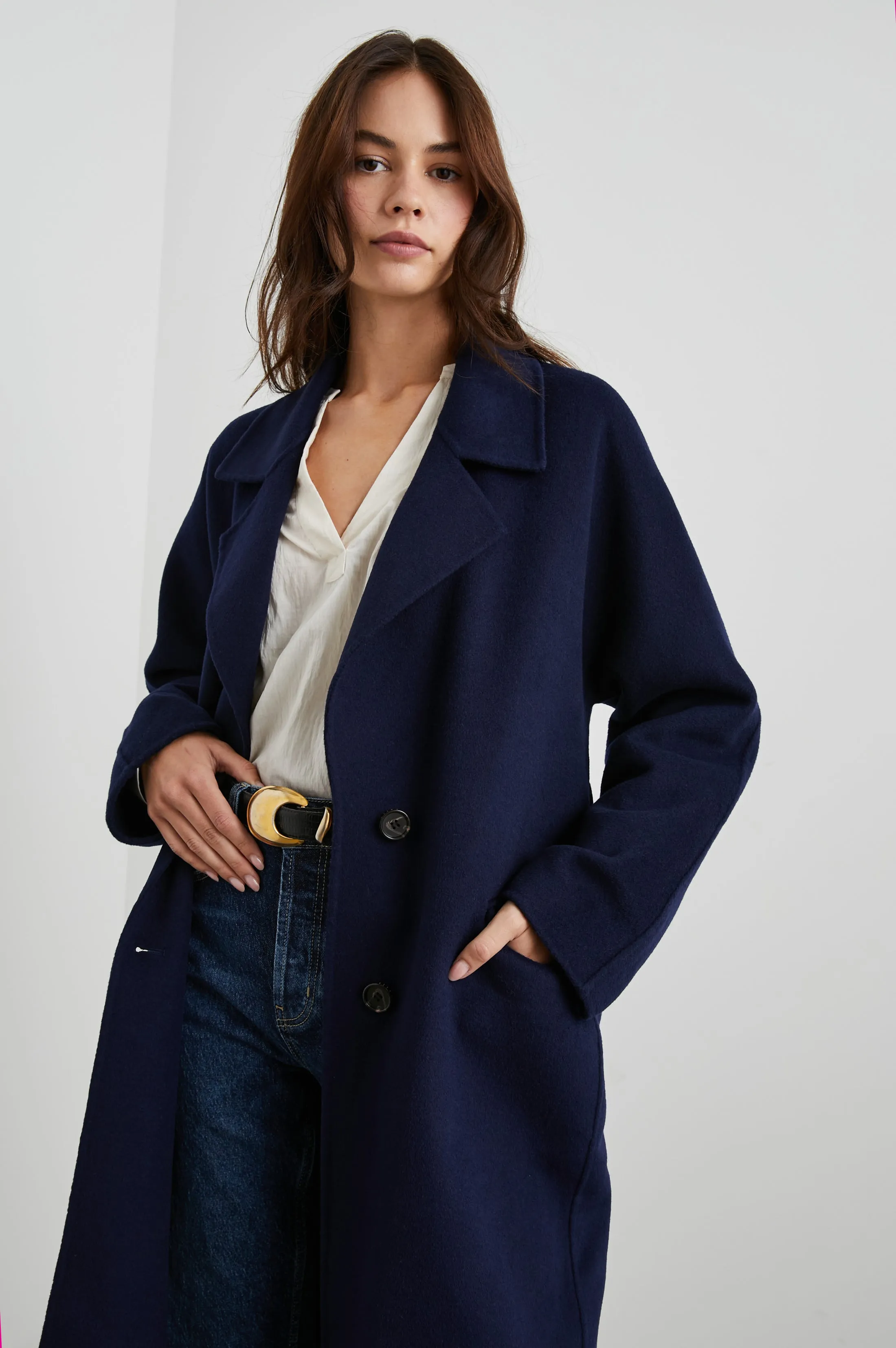 MARTA COAT - NAVY Rails