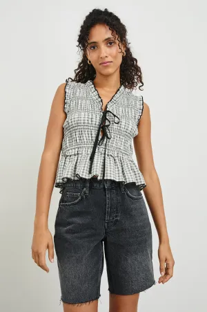MARTINE TOP - IVORY JET GINGHAM Rails