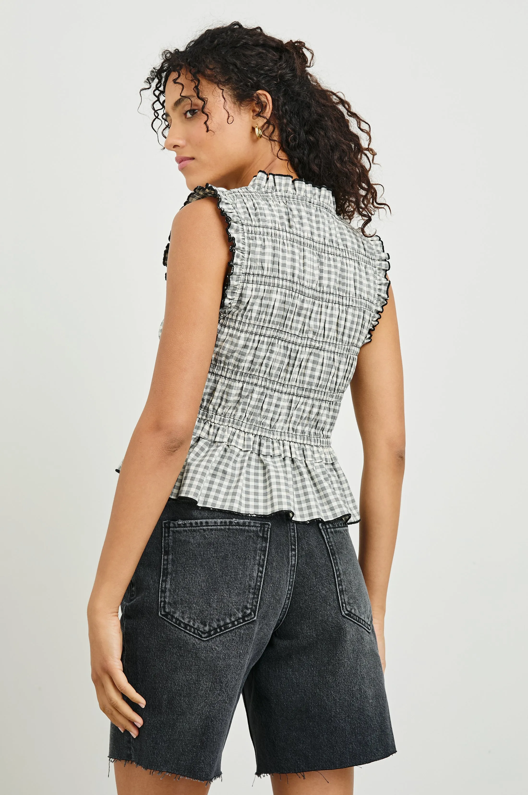 MARTINE TOP - IVORY JET GINGHAM Rails