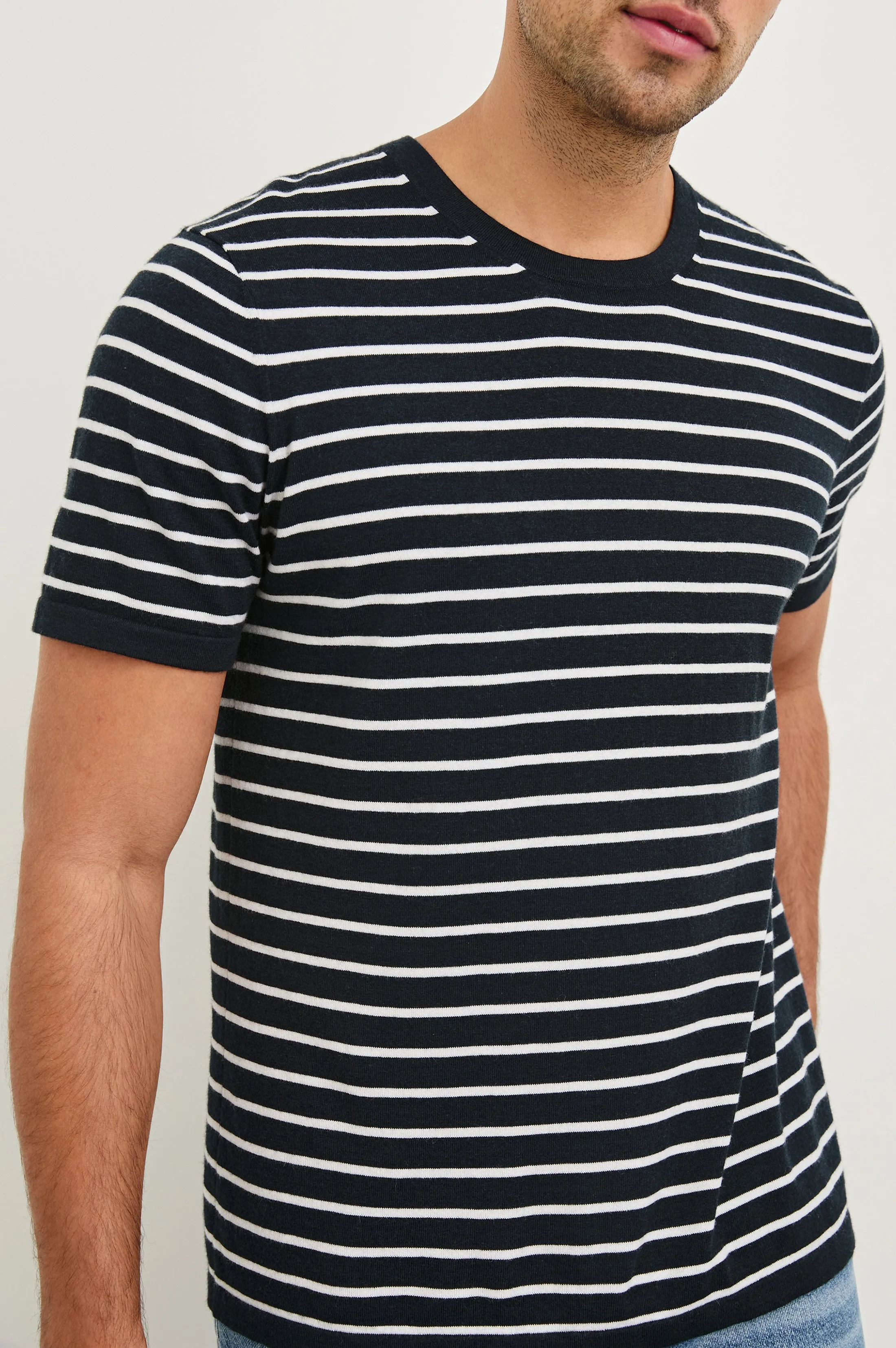 MASON COTTON CASHMERE T-SHIRT - NAUTICAL NAVY STRIPE Rails