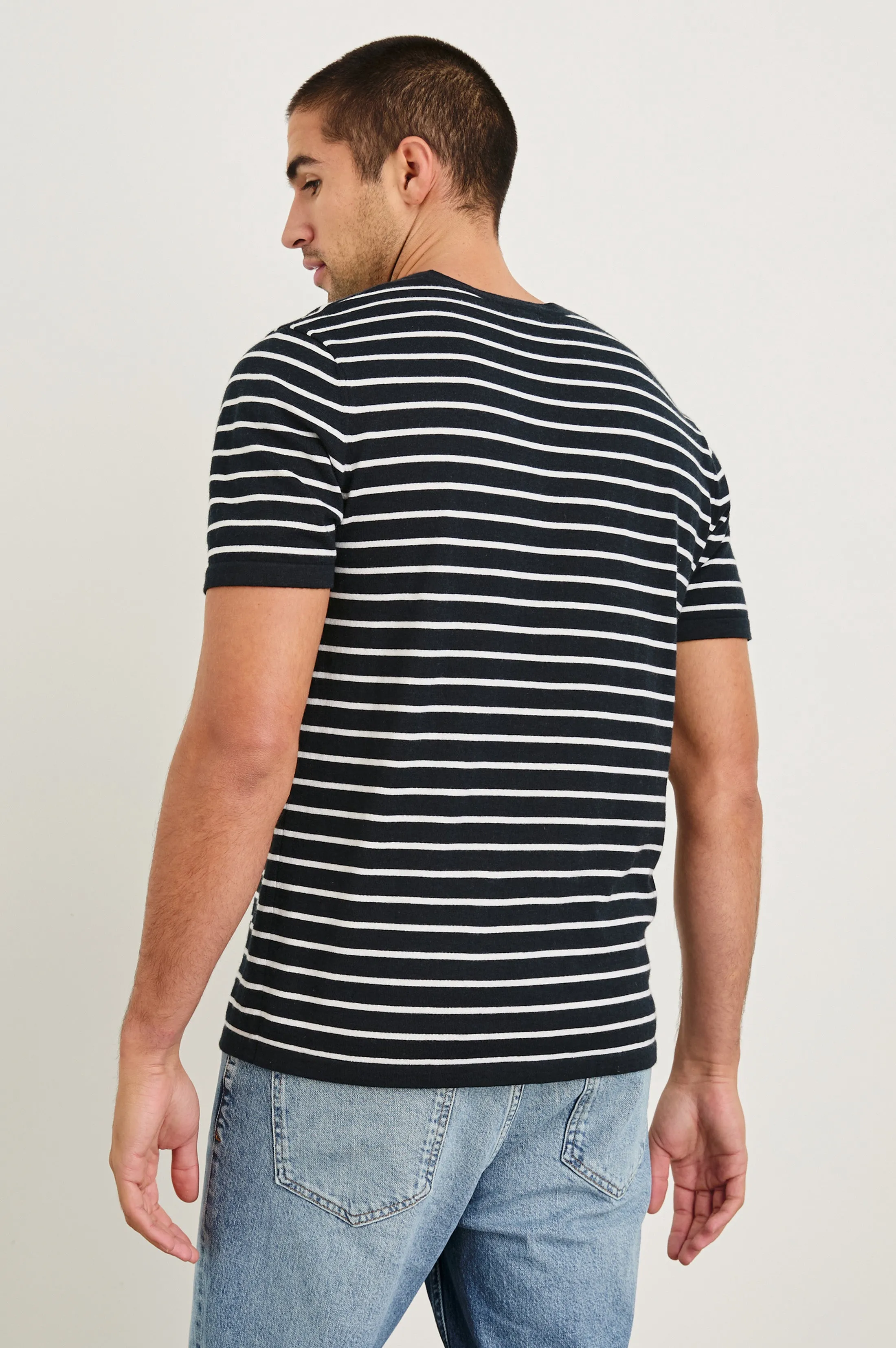 MASON COTTON CASHMERE T-SHIRT - NAUTICAL NAVY STRIPE Rails