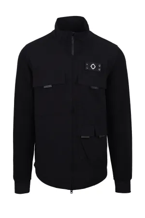 Ma.strum Mixed Media Funnel Shirt Jet Black