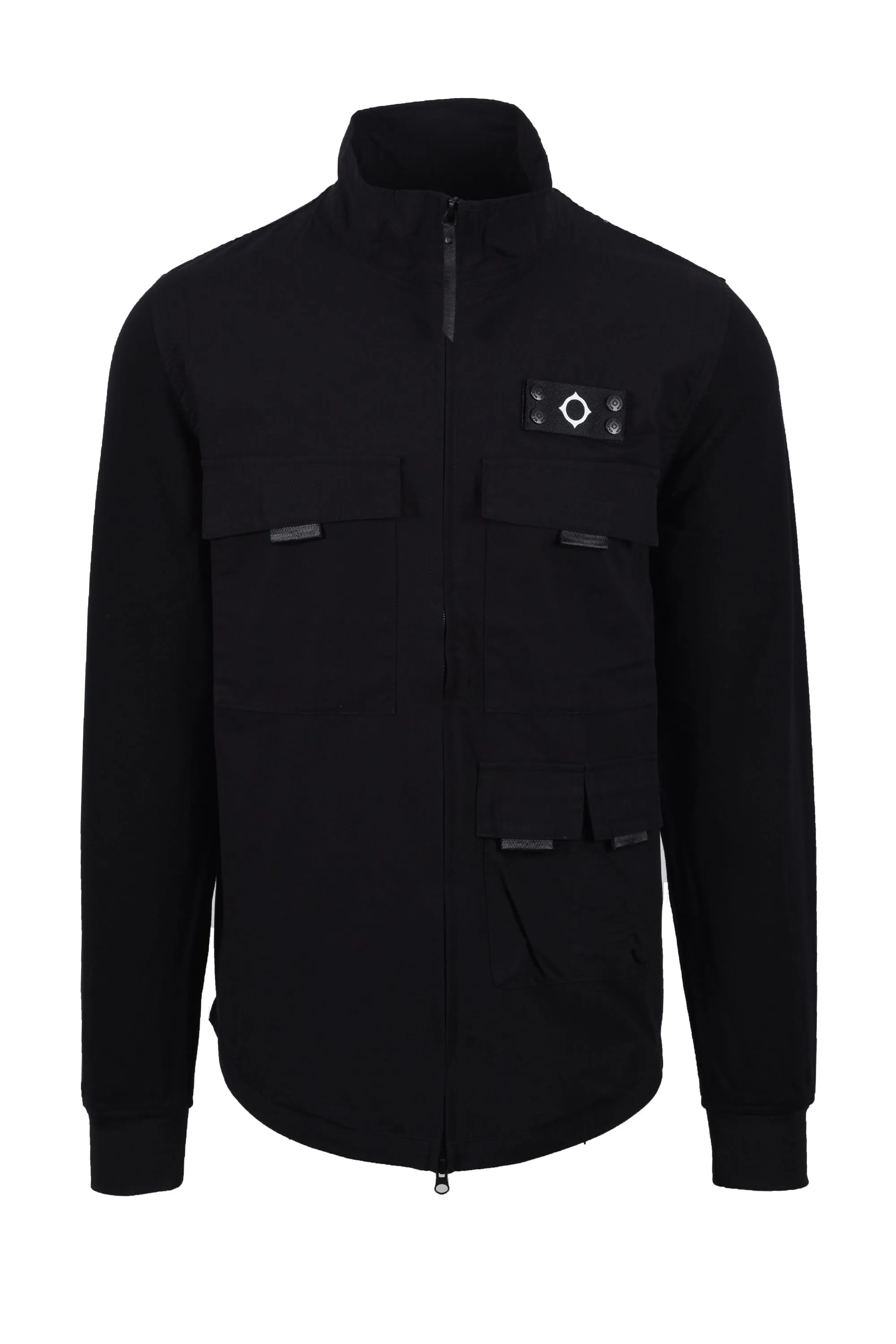 Ma.strum Mixed Media Funnel Shirt Jet Black
