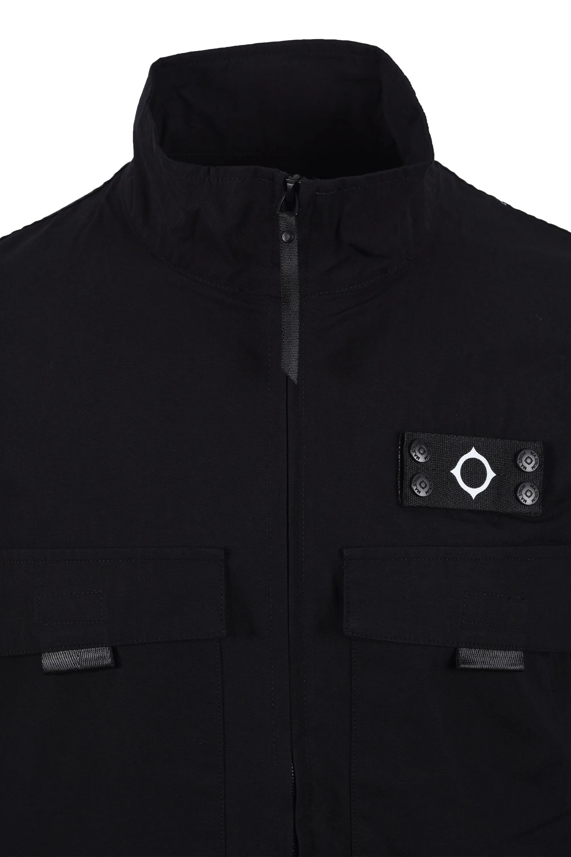 Ma.strum Mixed Media Funnel Shirt Jet Black