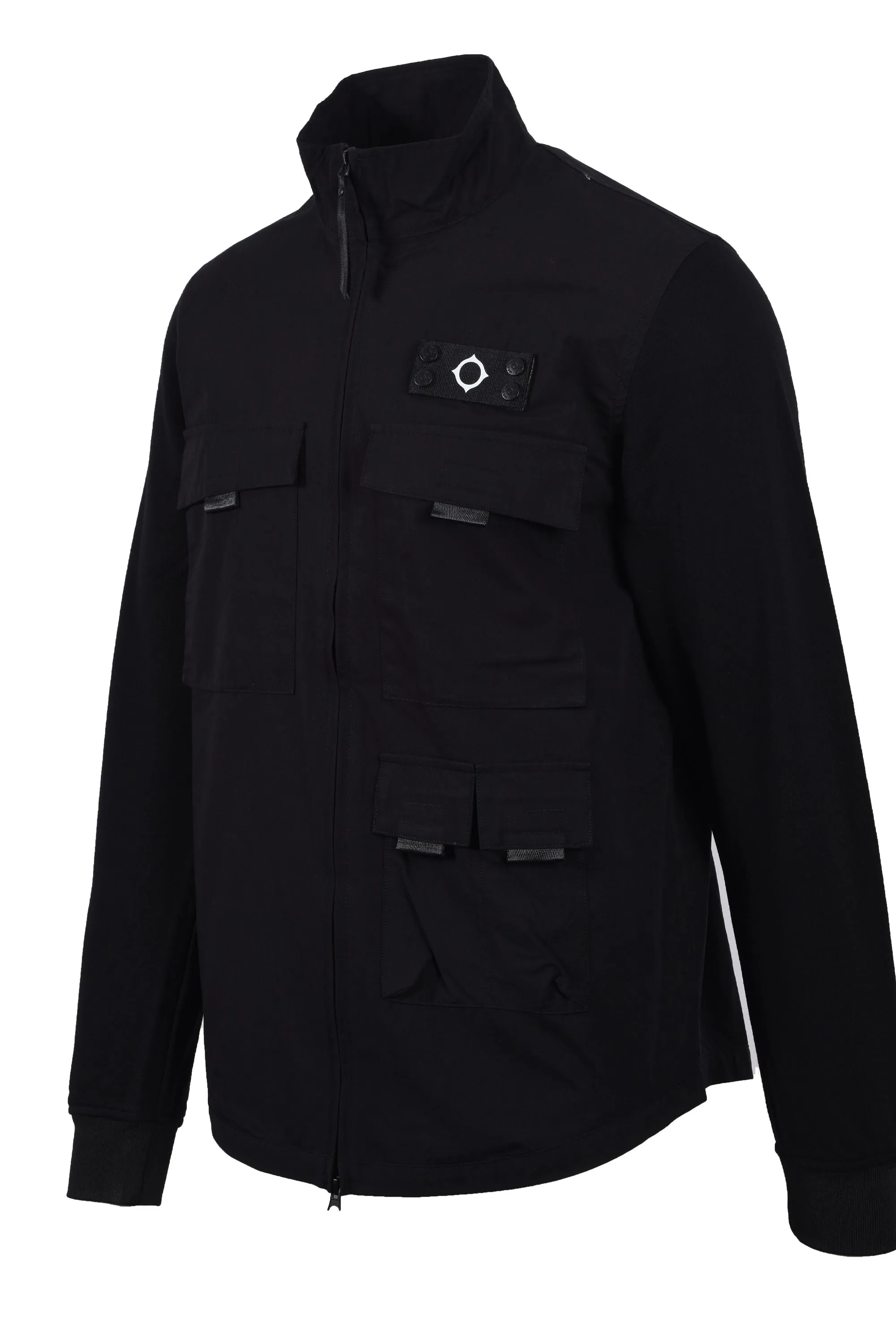 Ma.strum Mixed Media Funnel Shirt Jet Black