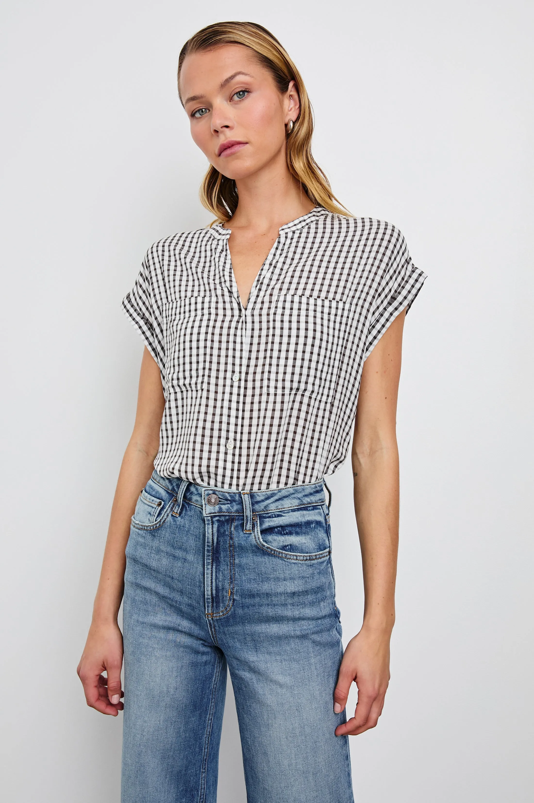 MEL TOP - BLACK GINGHAM Rails