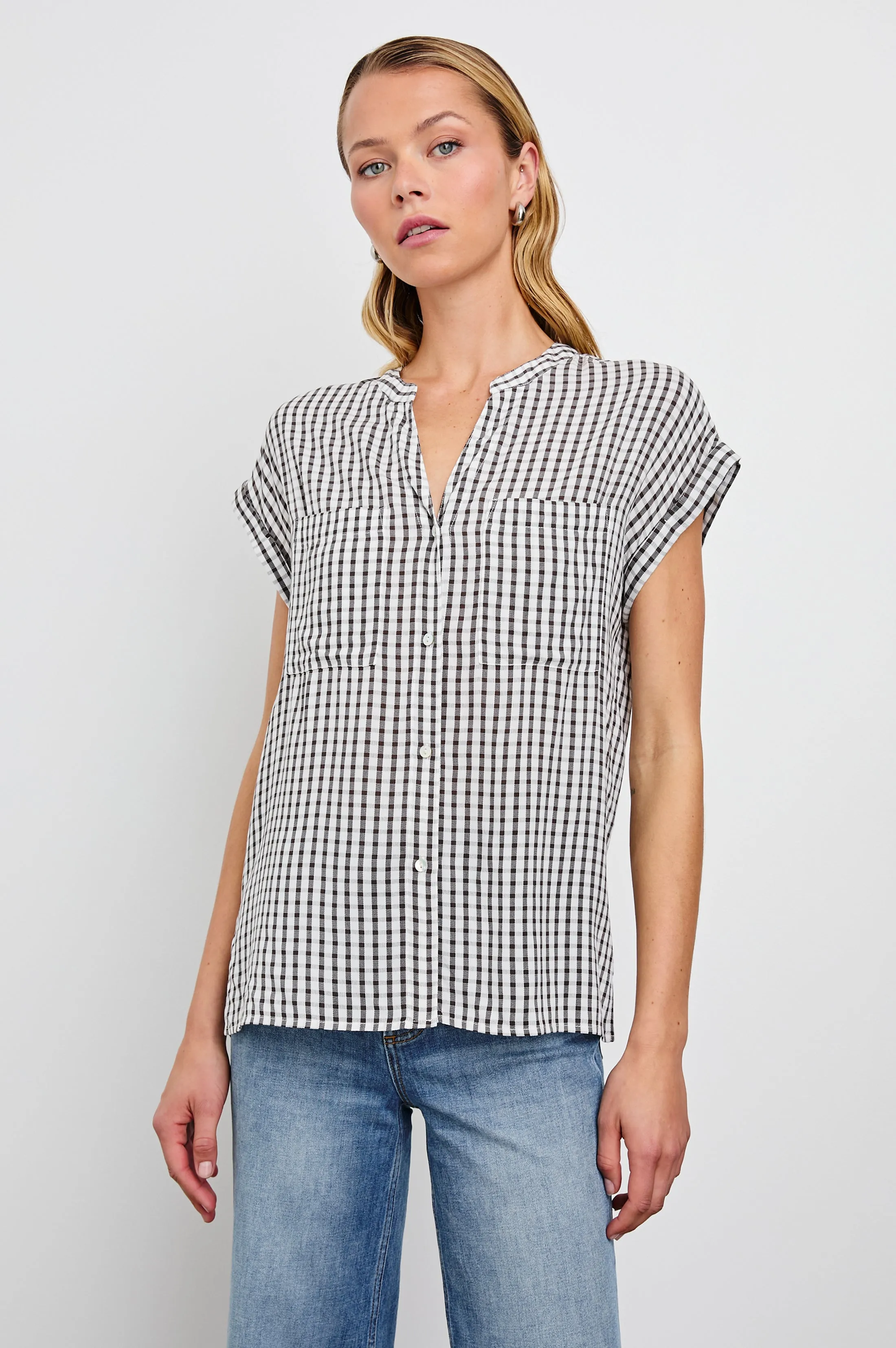 MEL TOP - BLACK GINGHAM Rails