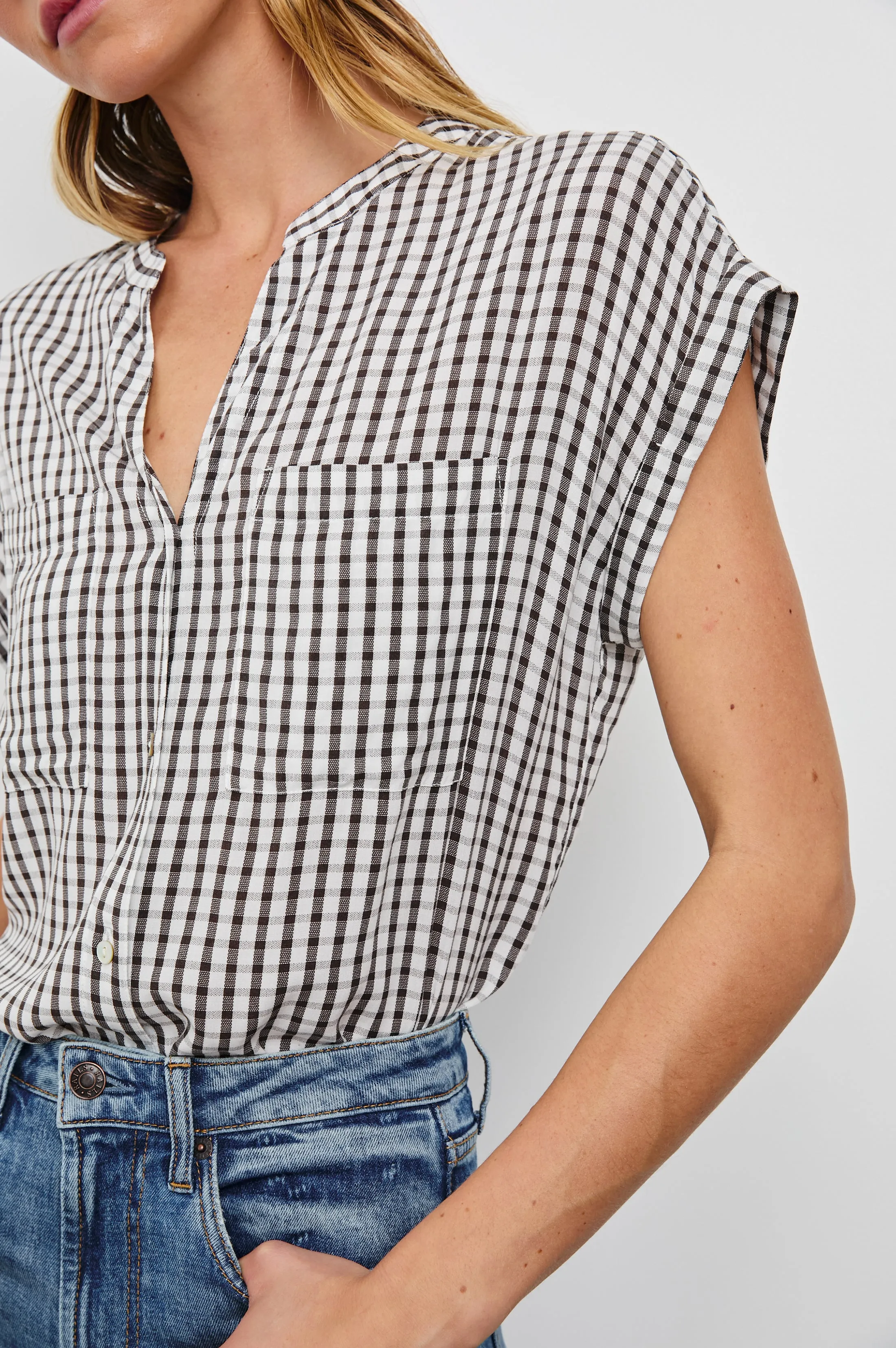 MEL TOP - BLACK GINGHAM Rails