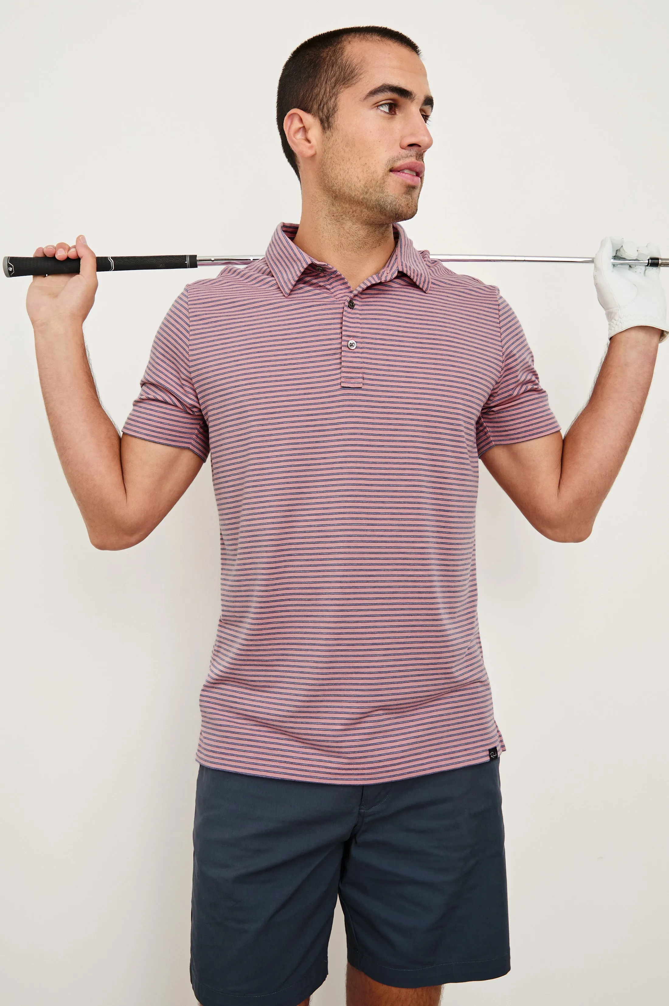 MERCED GOLF POLO SHIRT - HIBISCUS MIRAGE STRIPE Rails