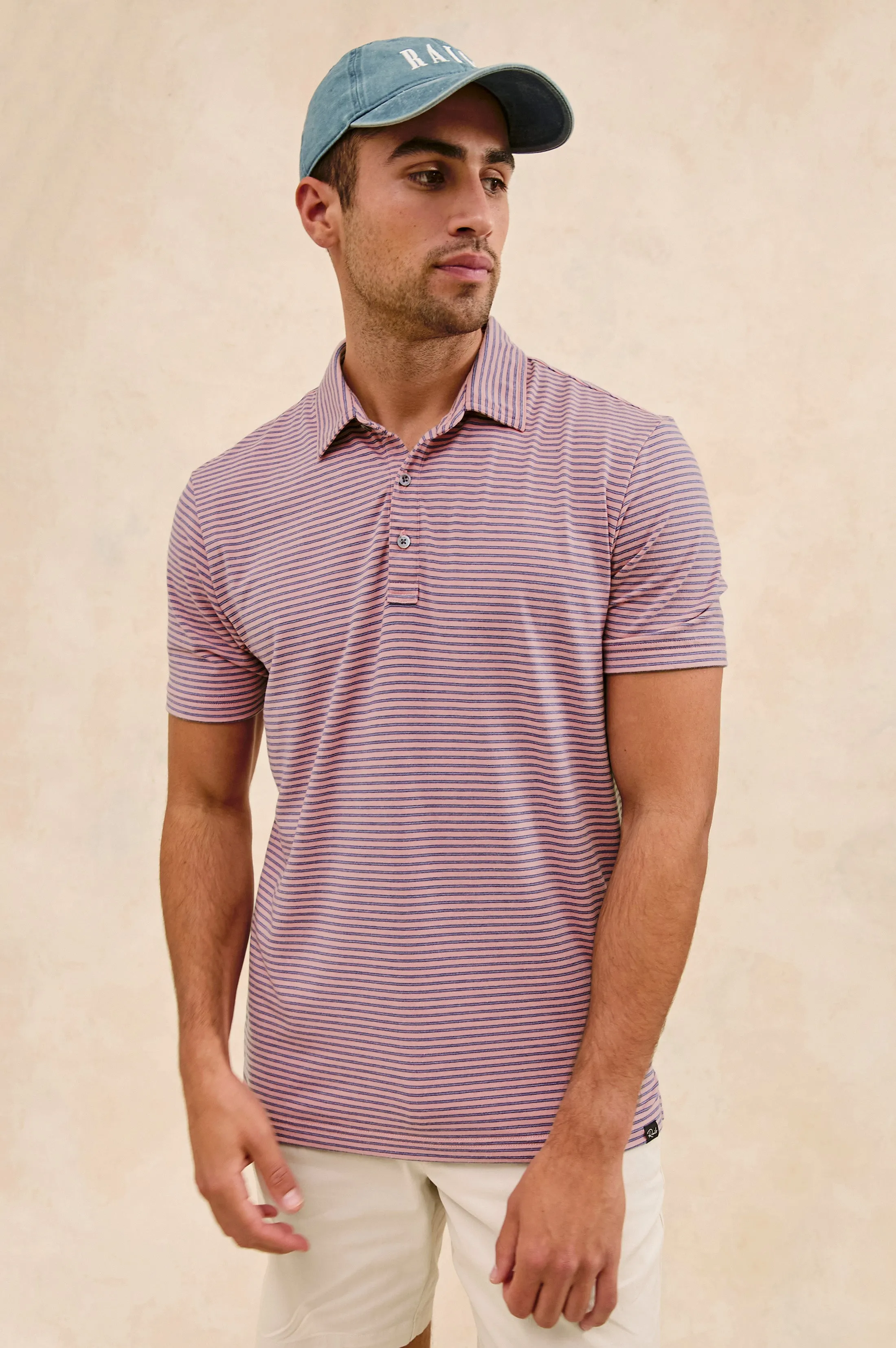 MERCED GOLF POLO SHIRT - HIBISCUS MIRAGE STRIPE Rails