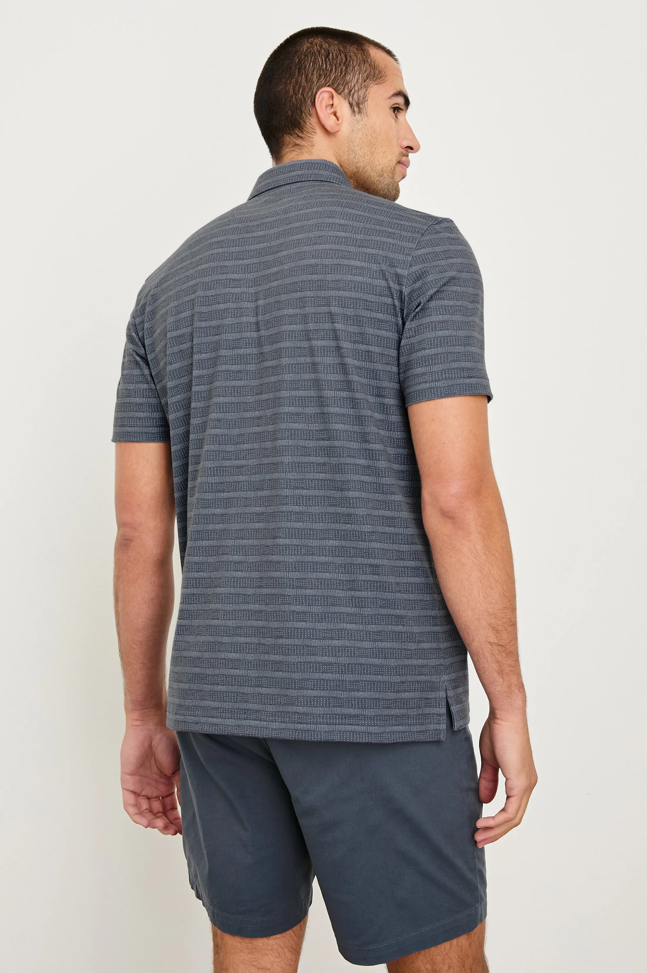MERCED GOLF POLO SHIRT - SASHIKO BORDER BLACK Rails
