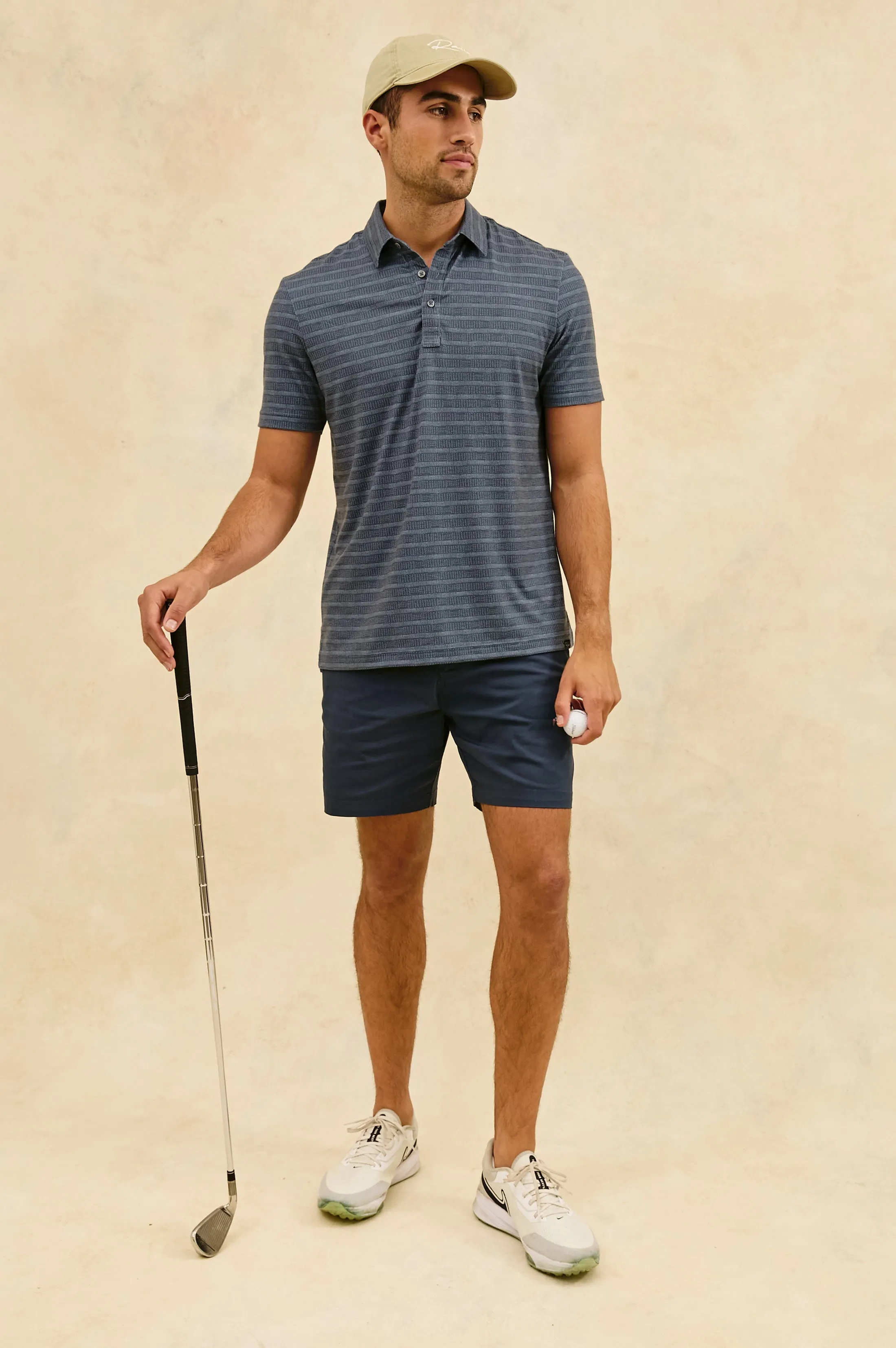MERCED GOLF POLO SHIRT - SASHIKO BORDER BLACK Rails