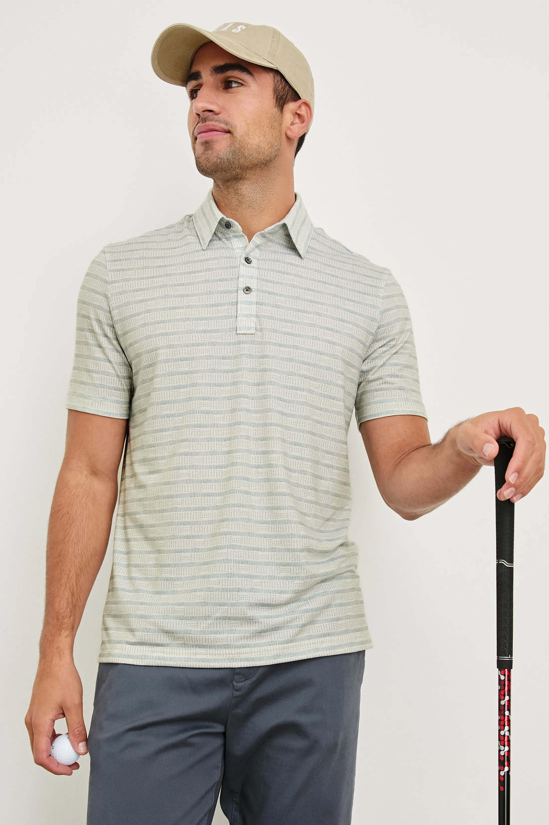 MERCED GOLF POLO SHIRT - SASHIKO BORDER WHITE Rails