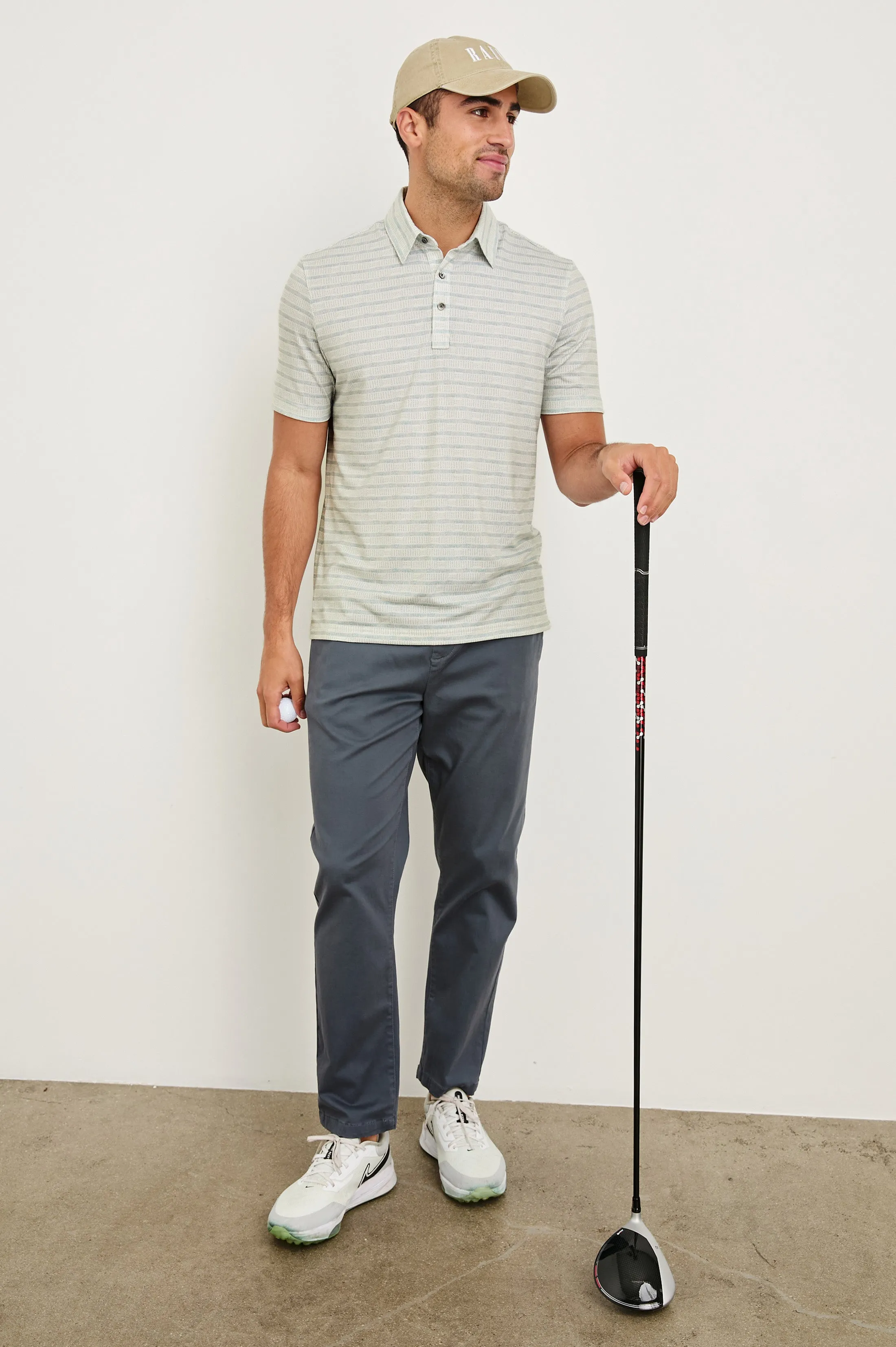 MERCED GOLF POLO SHIRT - SASHIKO BORDER WHITE Rails