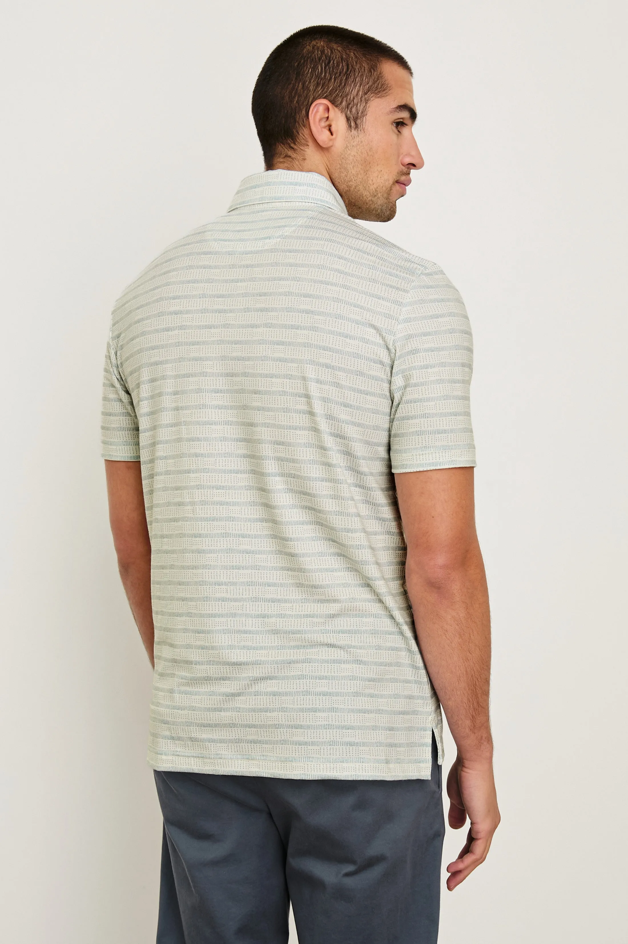 MERCED GOLF POLO SHIRT - SASHIKO BORDER WHITE Rails