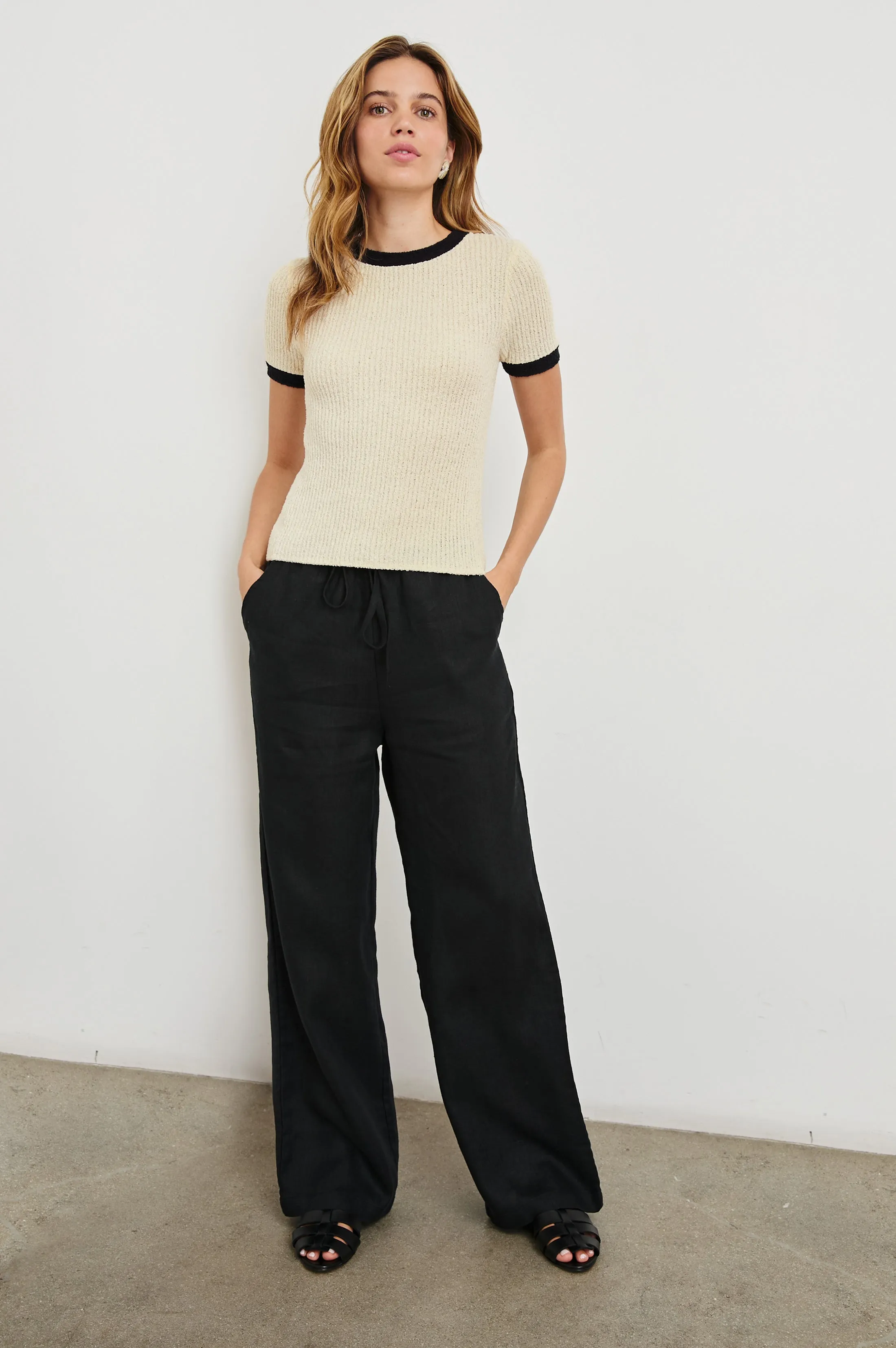 MEREDITH TOP - IVORY BLACK Rails