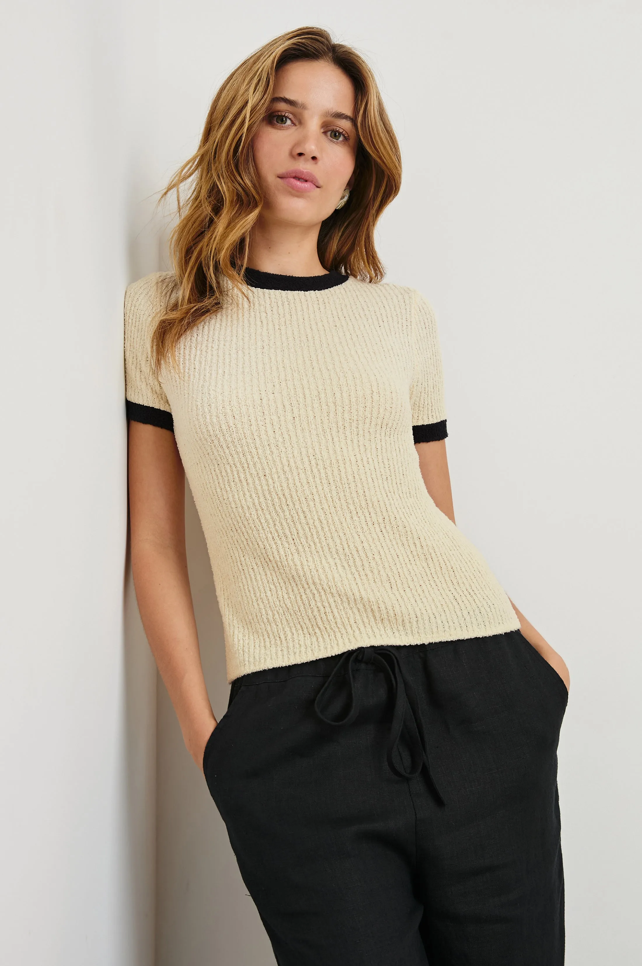 MEREDITH TOP - IVORY BLACK Rails