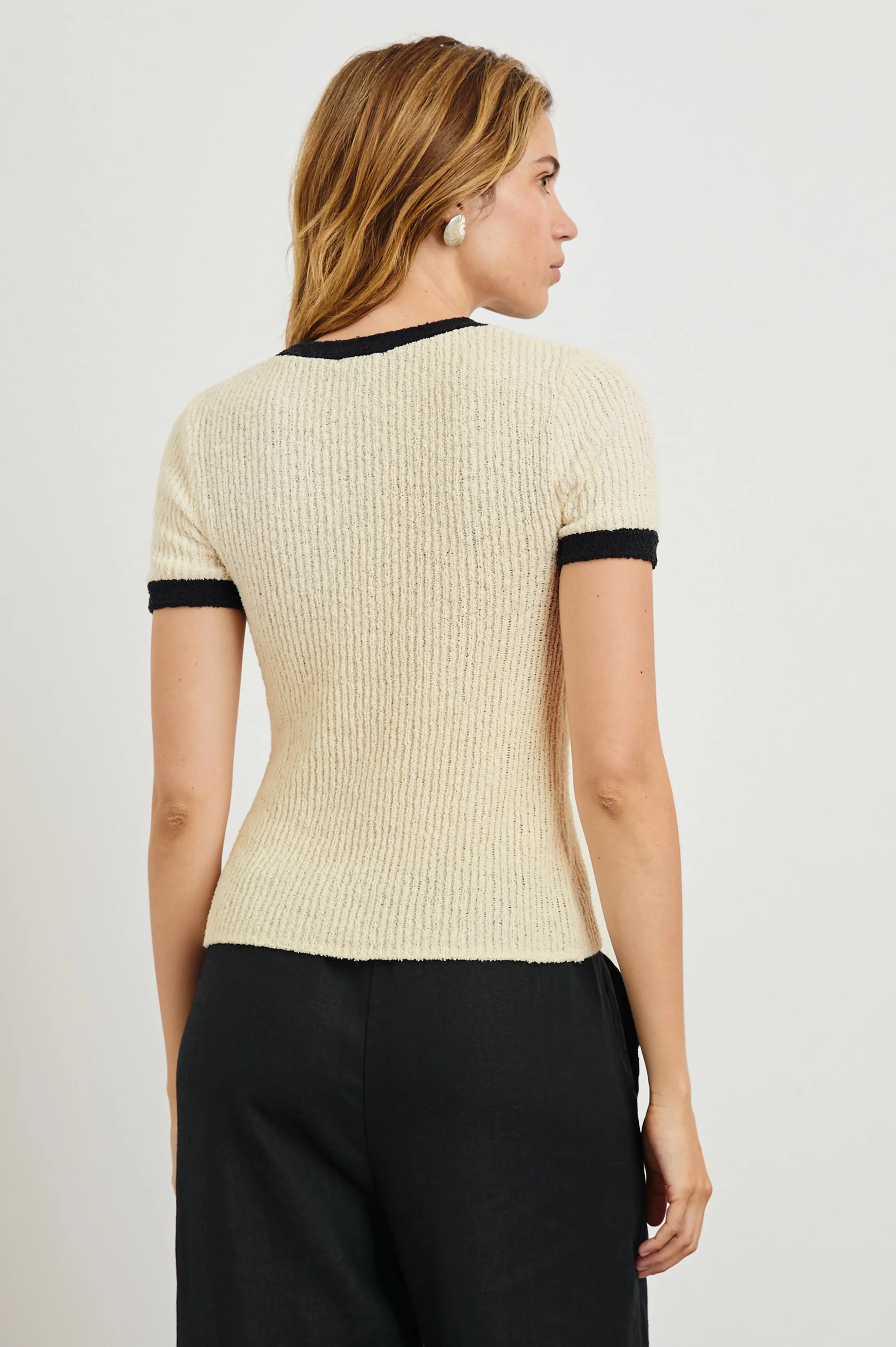 MEREDITH TOP - IVORY BLACK Rails